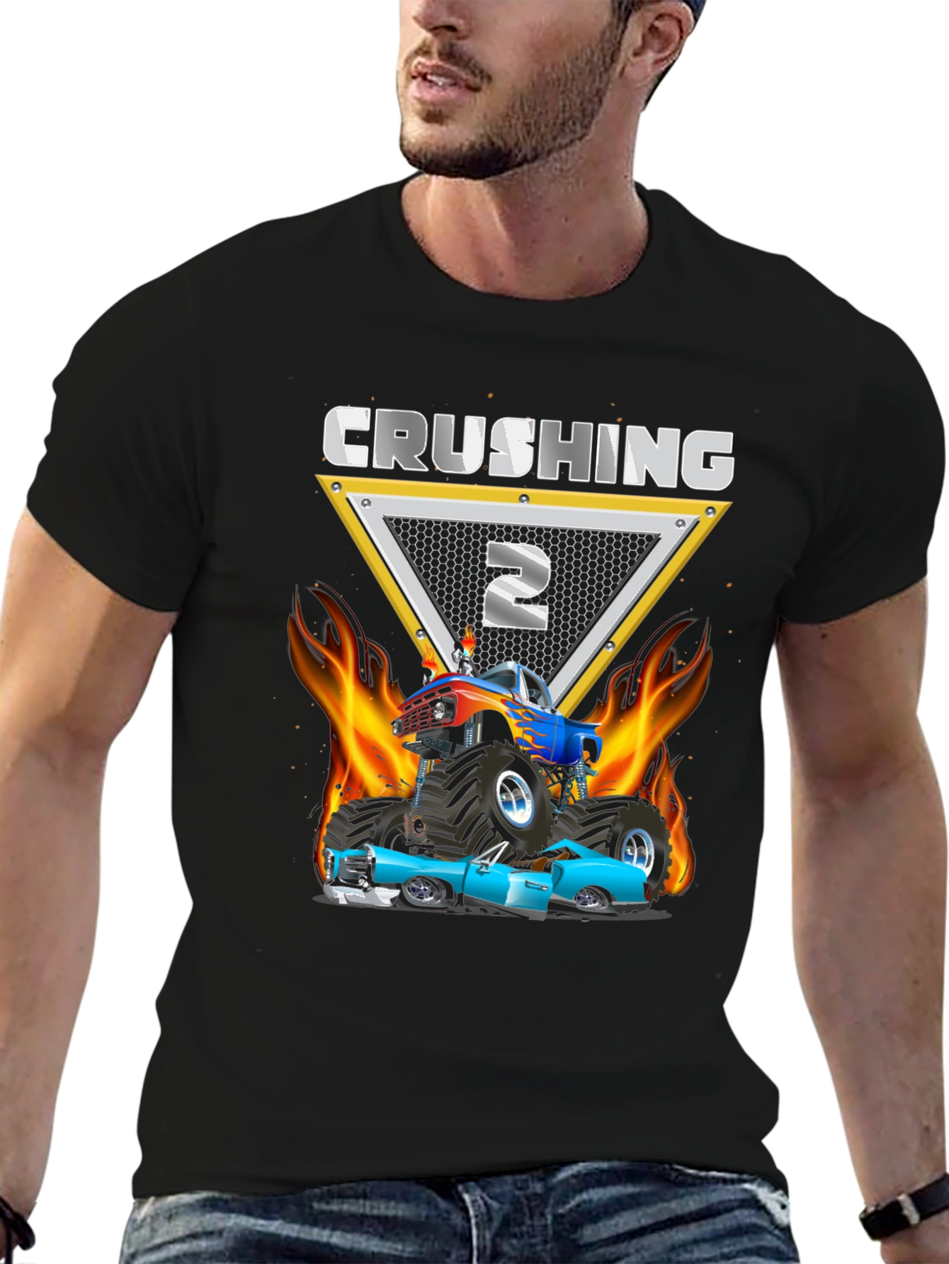 Crushing Two Monster Truck Birthday Shirt