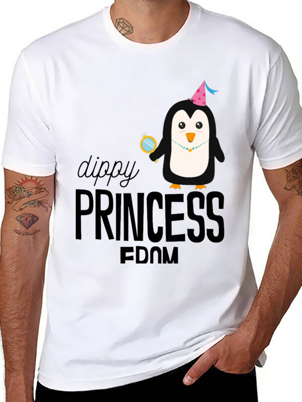 Dippy Princess Penguin Black T-Shirt
