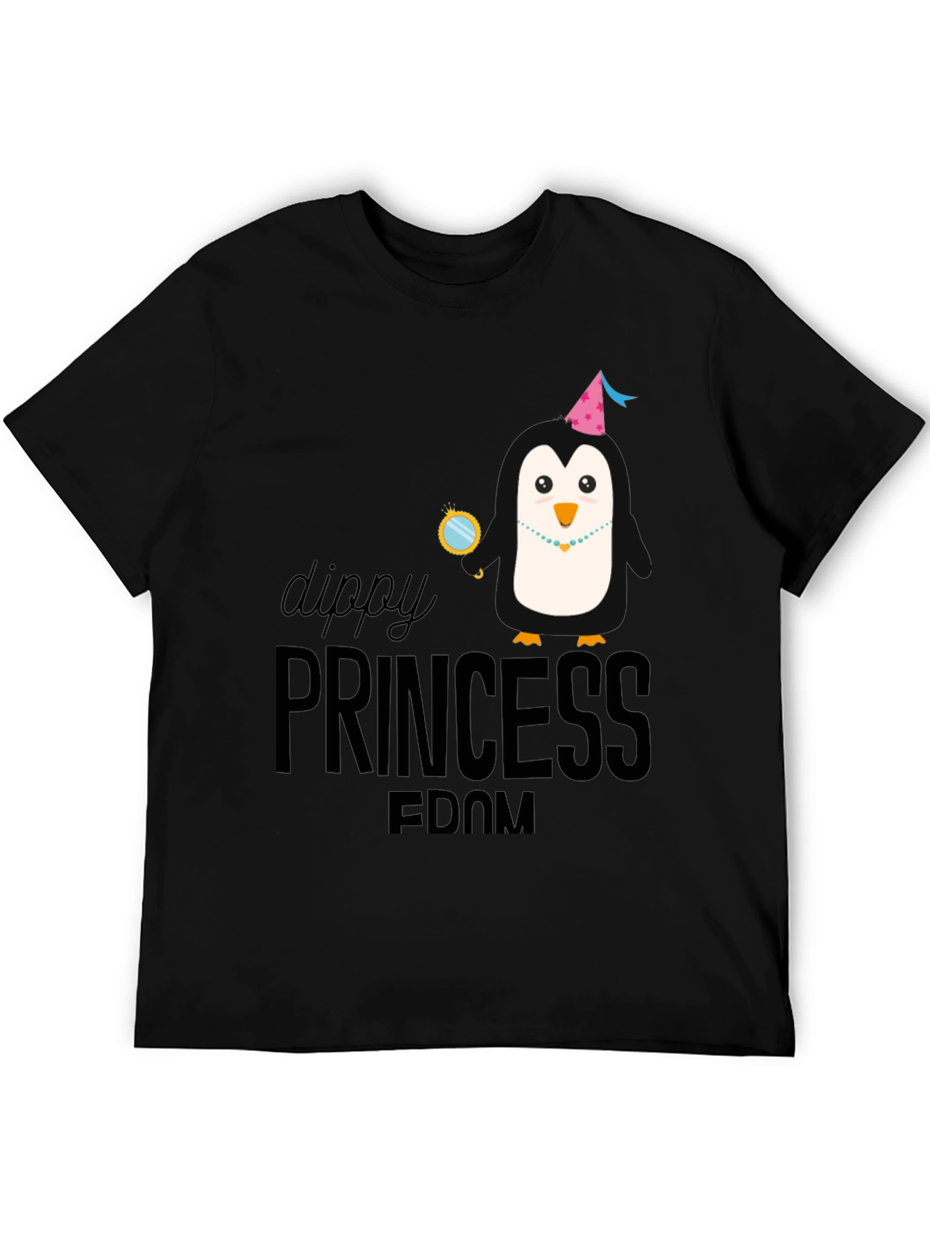Dippy Princess Penguin Black T-Shirt
