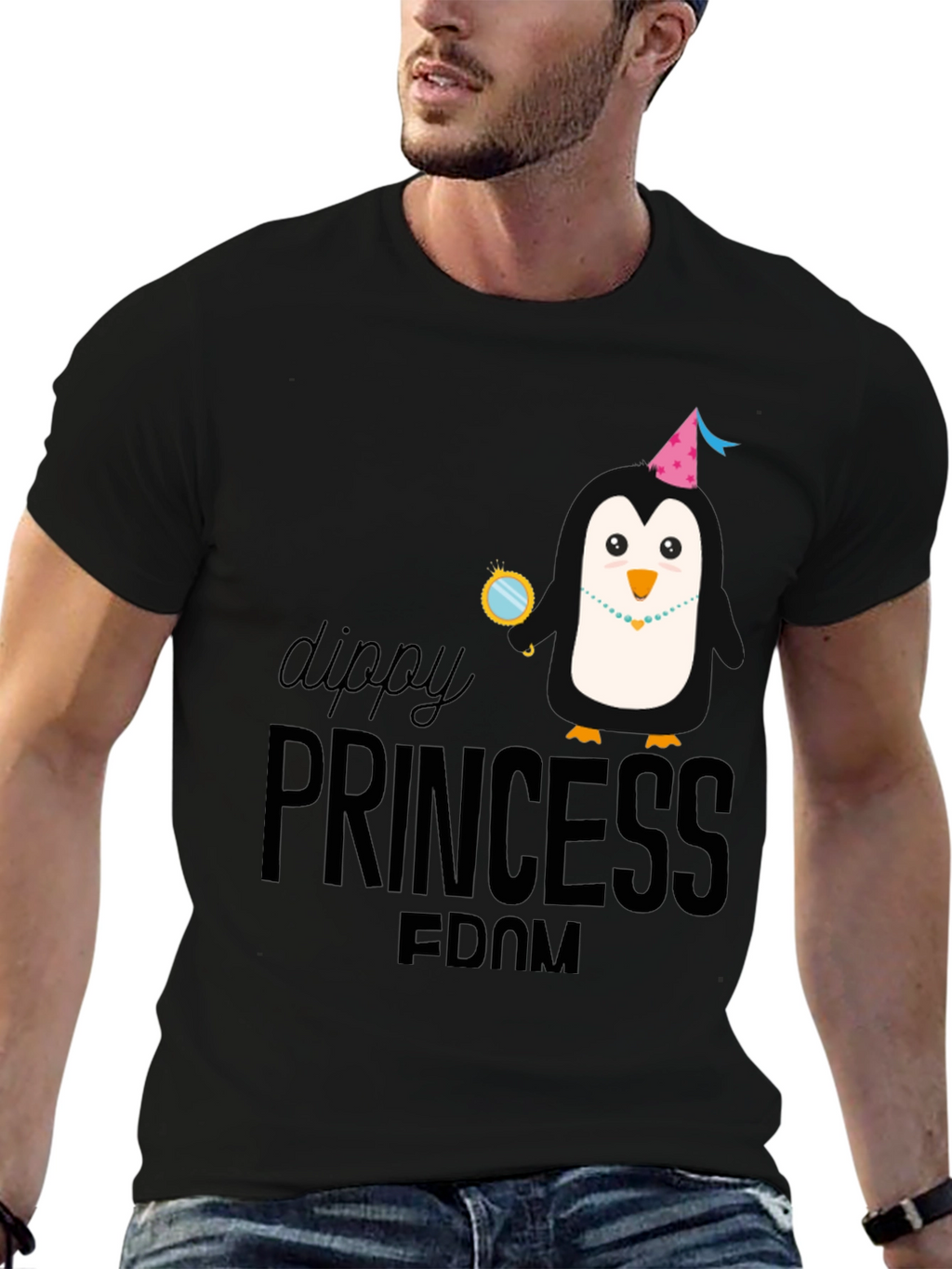 Dippy Princess Penguin Black T-Shirt