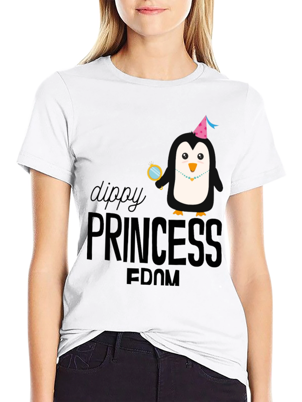 Dippy Princess Penguin Black T-Shirt