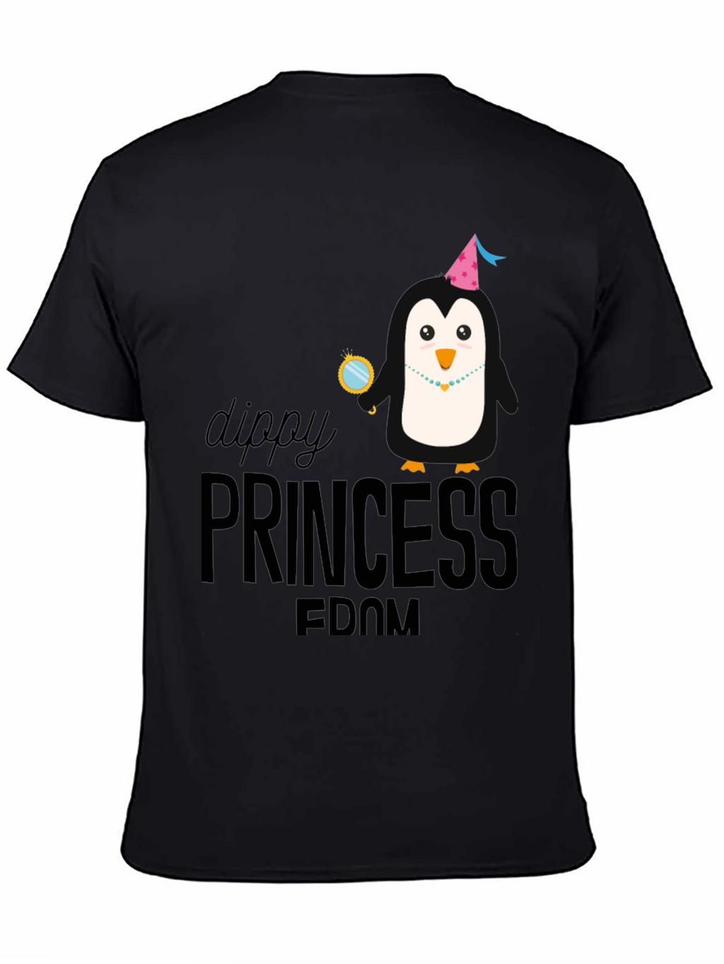 Dippy Princess Penguin Black T-Shirt
