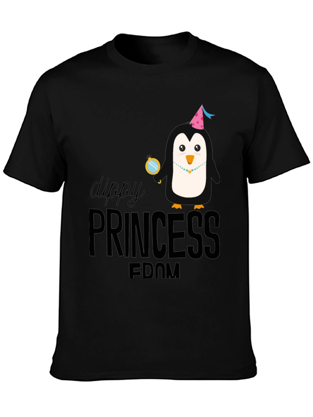 Dippy Princess Penguin Black T-Shirt