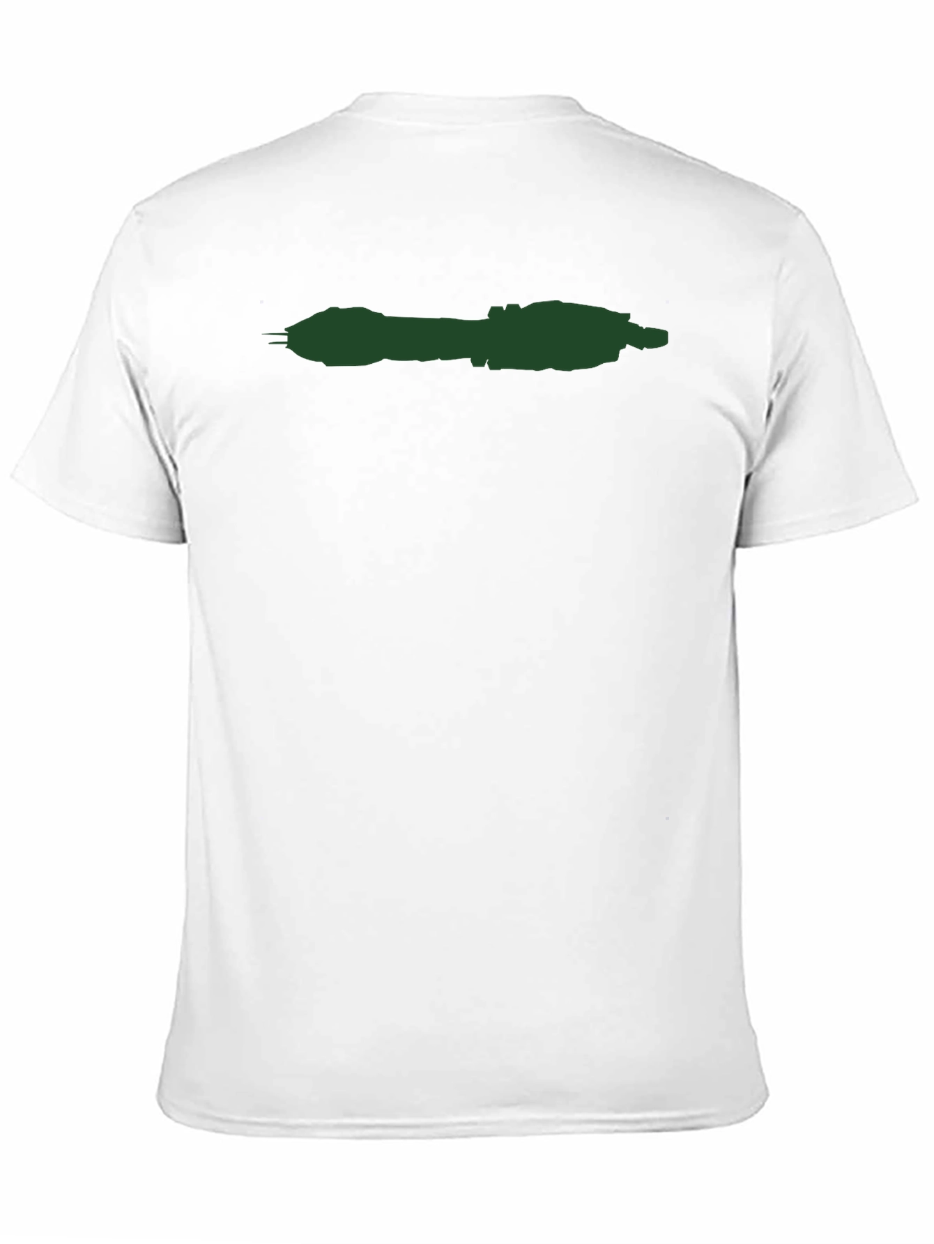 Minimalist Black T-Shirt with Green Spaceship Design