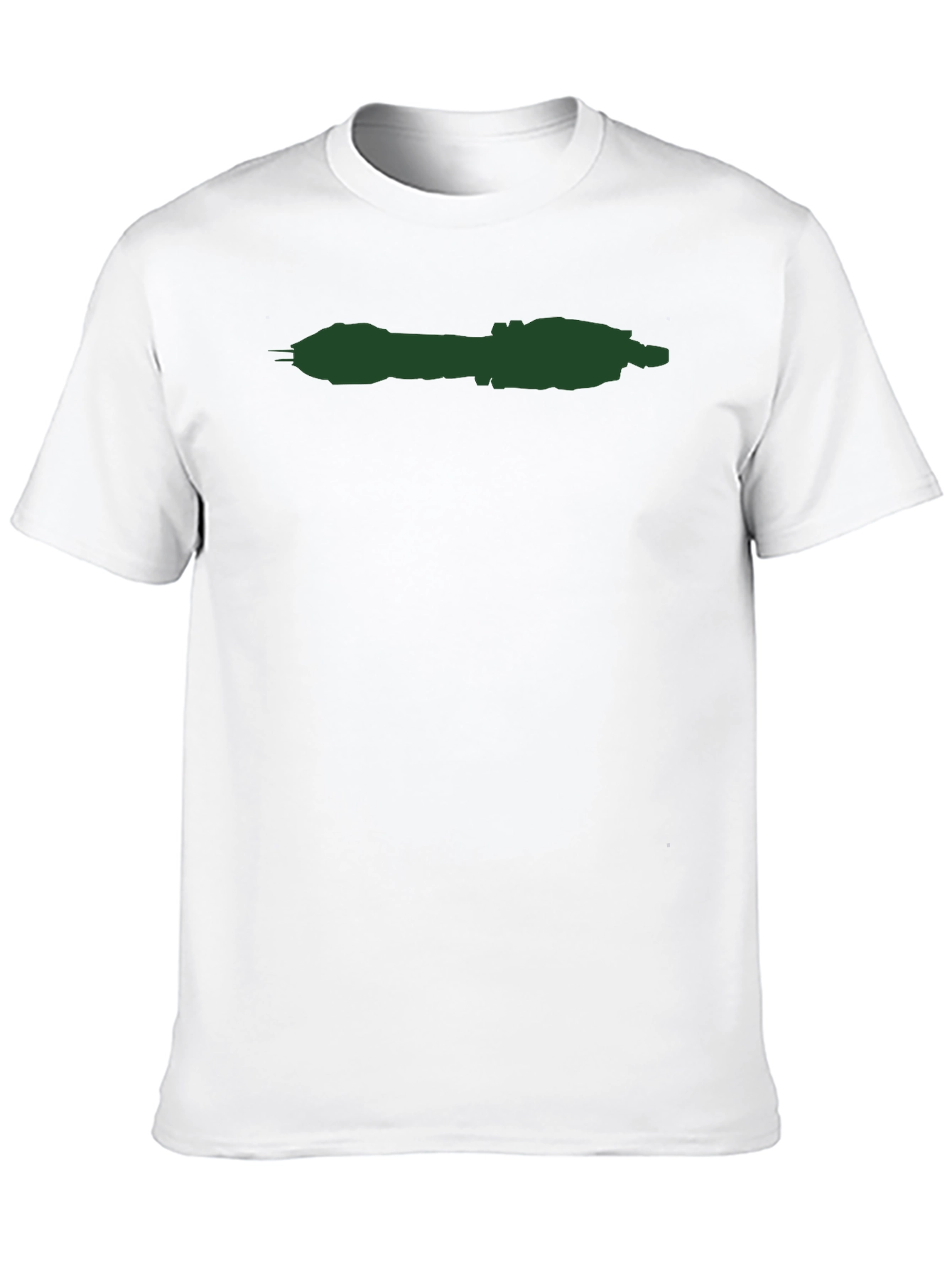 Minimalist Black T-Shirt with Green Spaceship Design