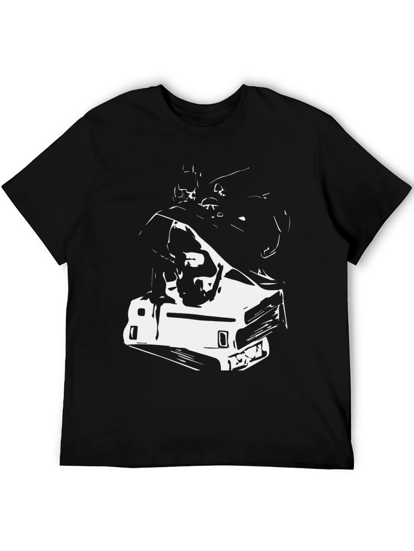 Edgy Graphic Tee - Car & Skull Design