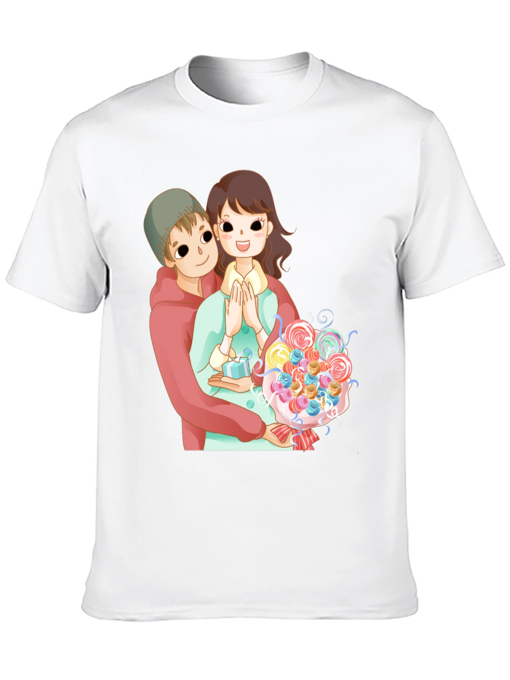 Cartoon Couple Black T-Shirt