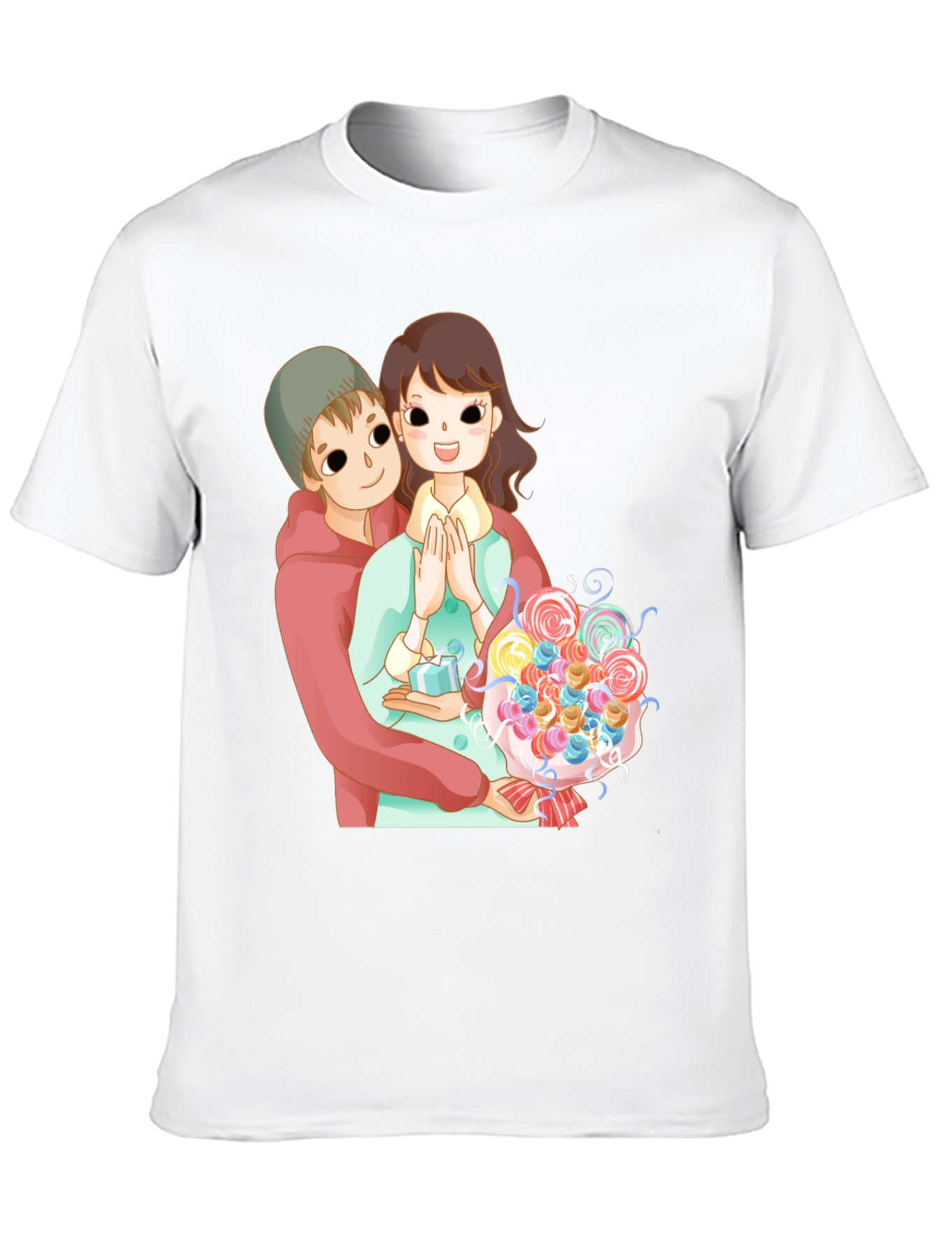 Cartoon Couple Black T-Shirt