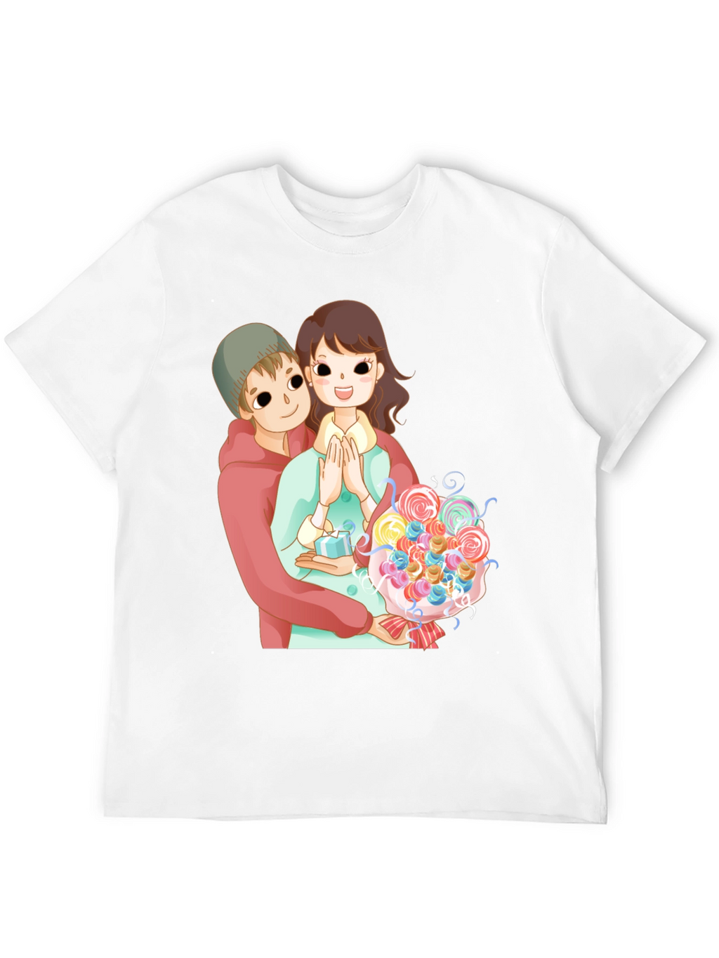Cartoon Couple Black T-Shirt