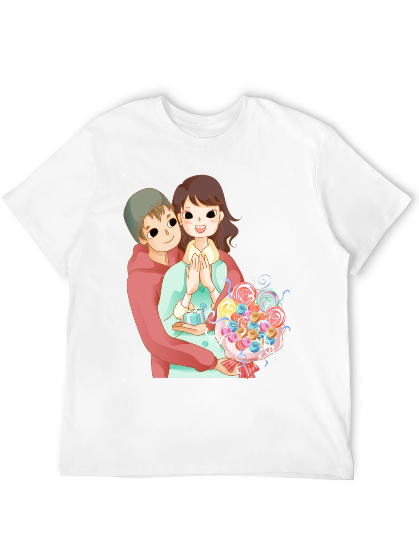 Cartoon Couple Black T-Shirt
