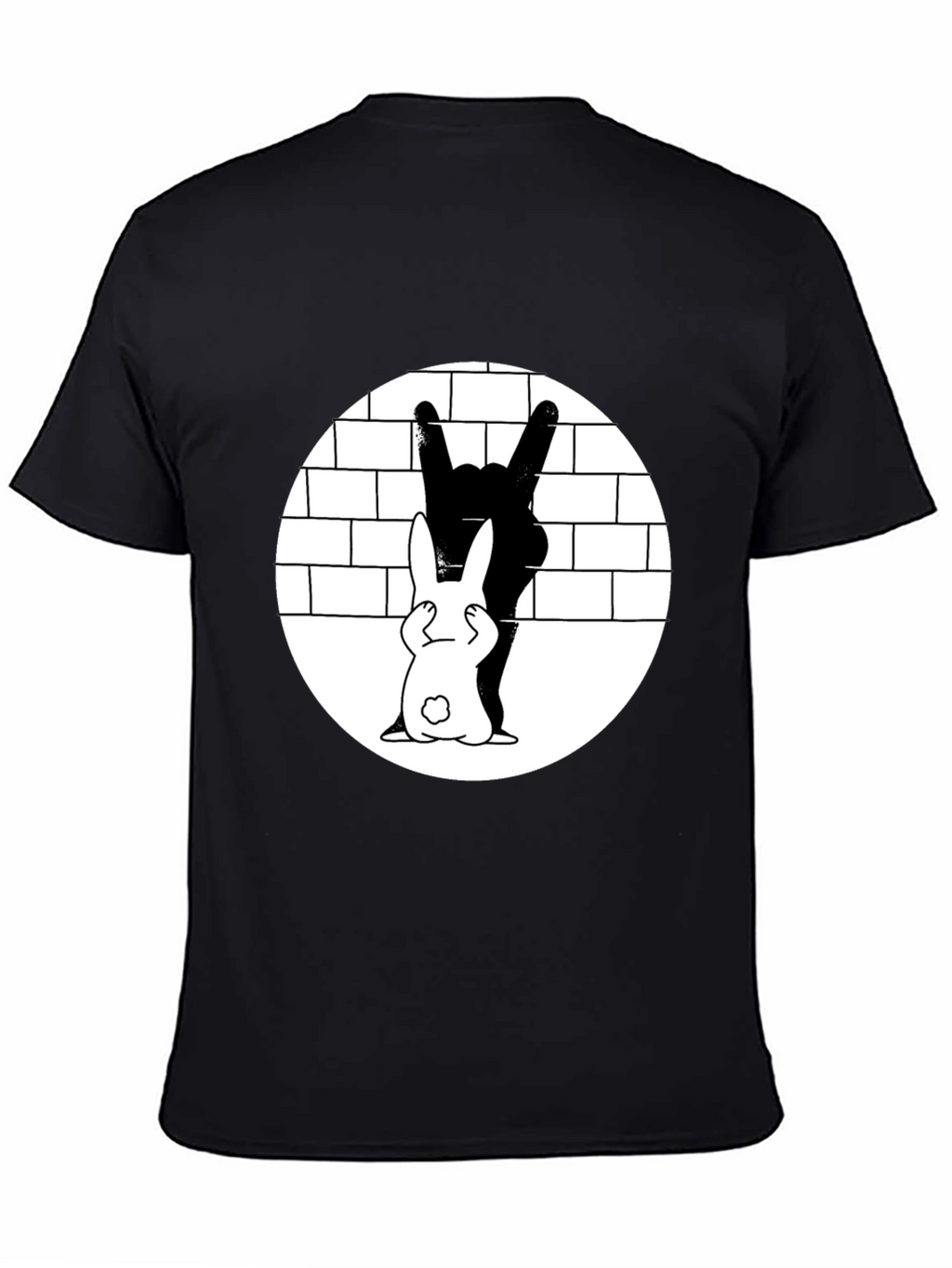Cool Rabbit Rock On Graphic Black T-Shirt