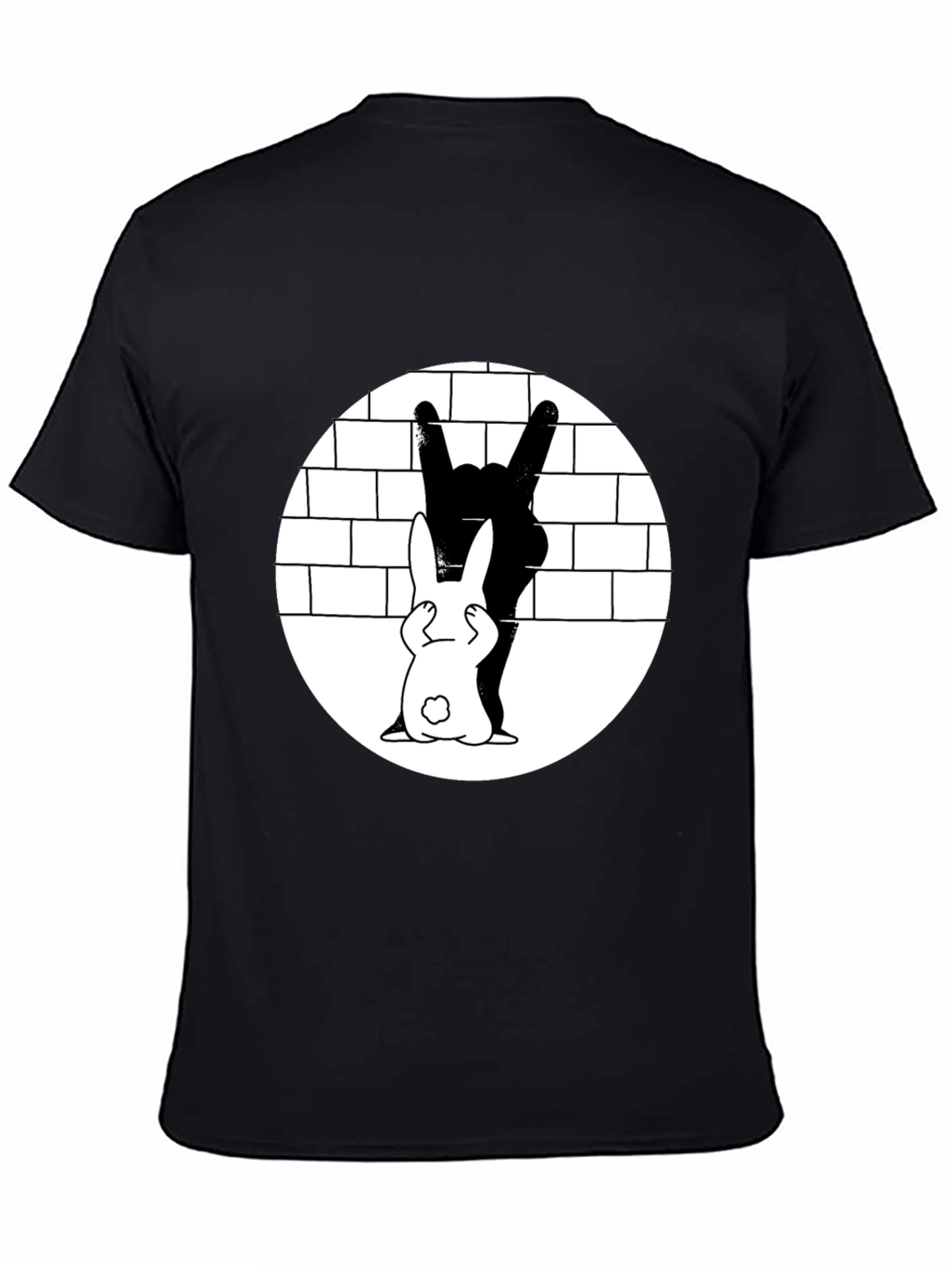 Cool Rabbit Rock On Graphic Black T-Shirt