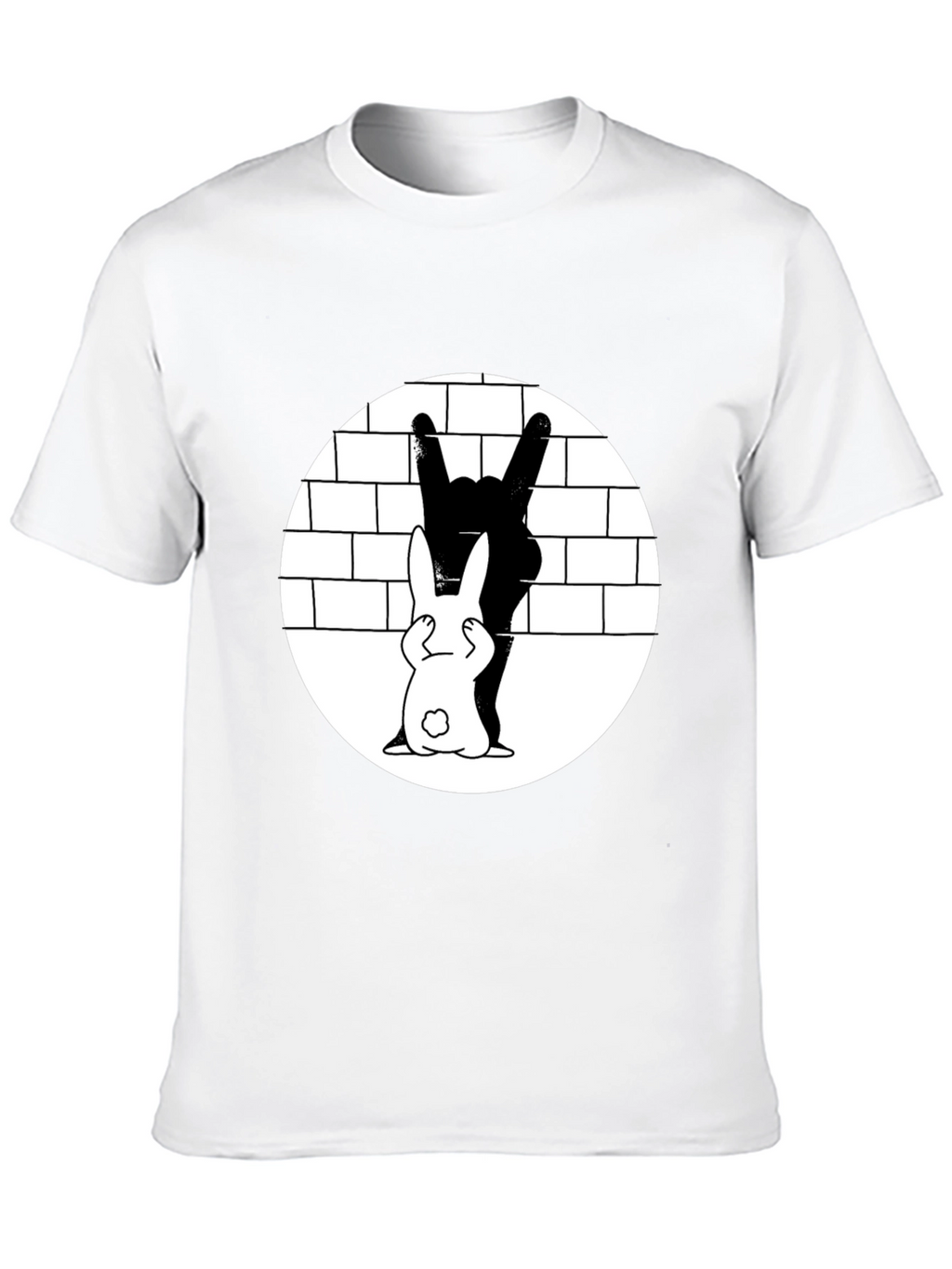 Cool Rabbit Rock On Graphic Black T-Shirt