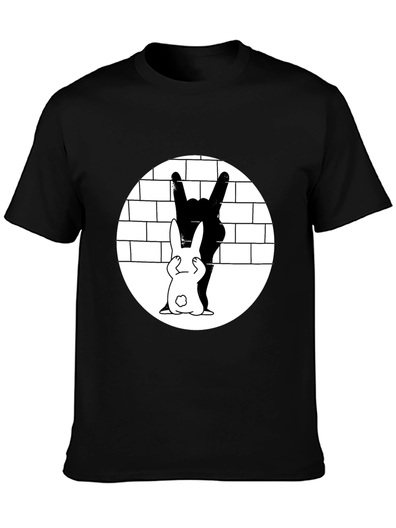 Cool Rabbit Rock On Graphic Black T-Shirt