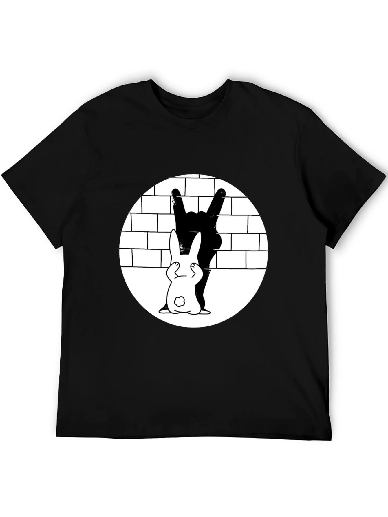 Cool Rabbit Rock On Graphic Black T-Shirt