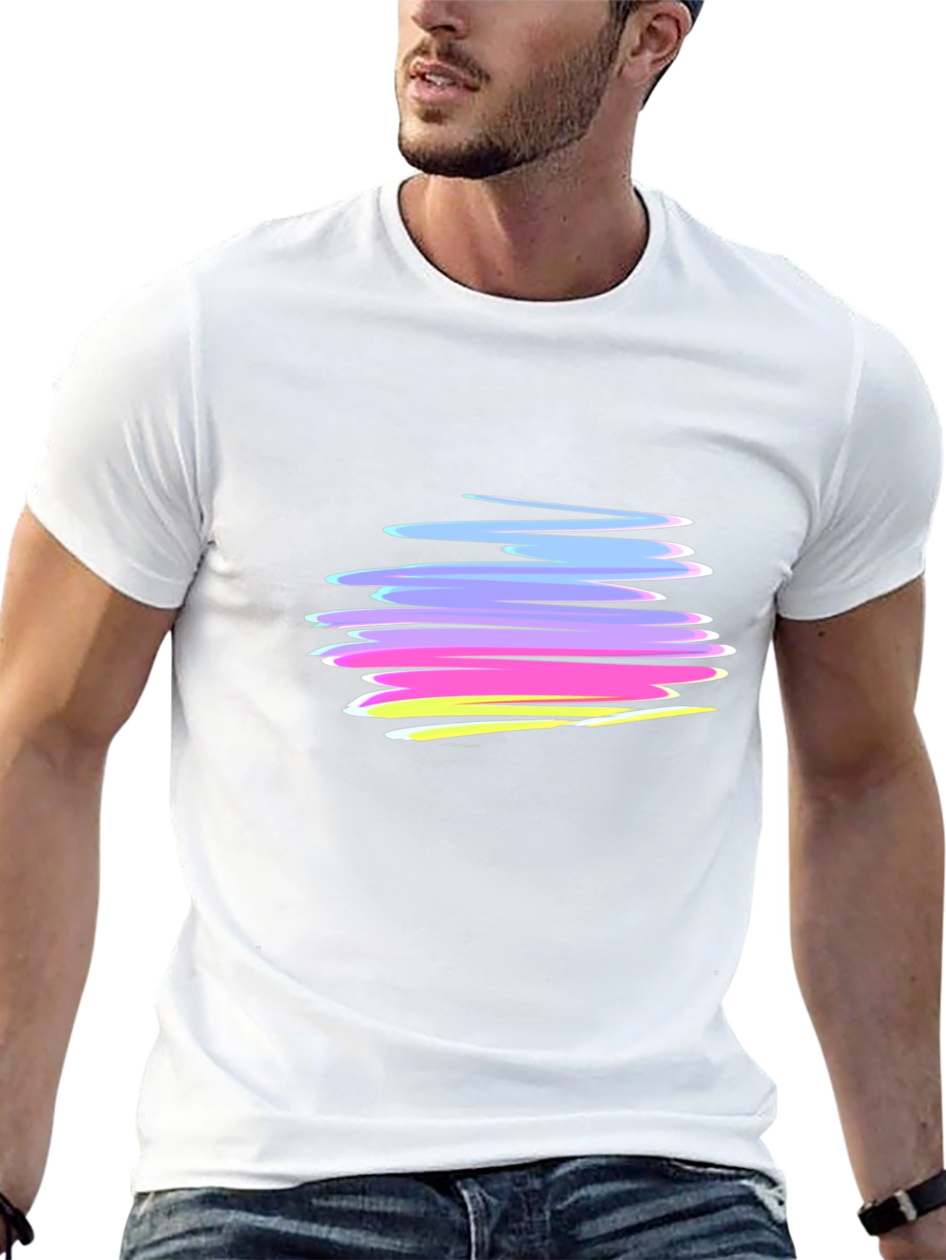 Abstract Strokes Graphic Black T-Shirt
