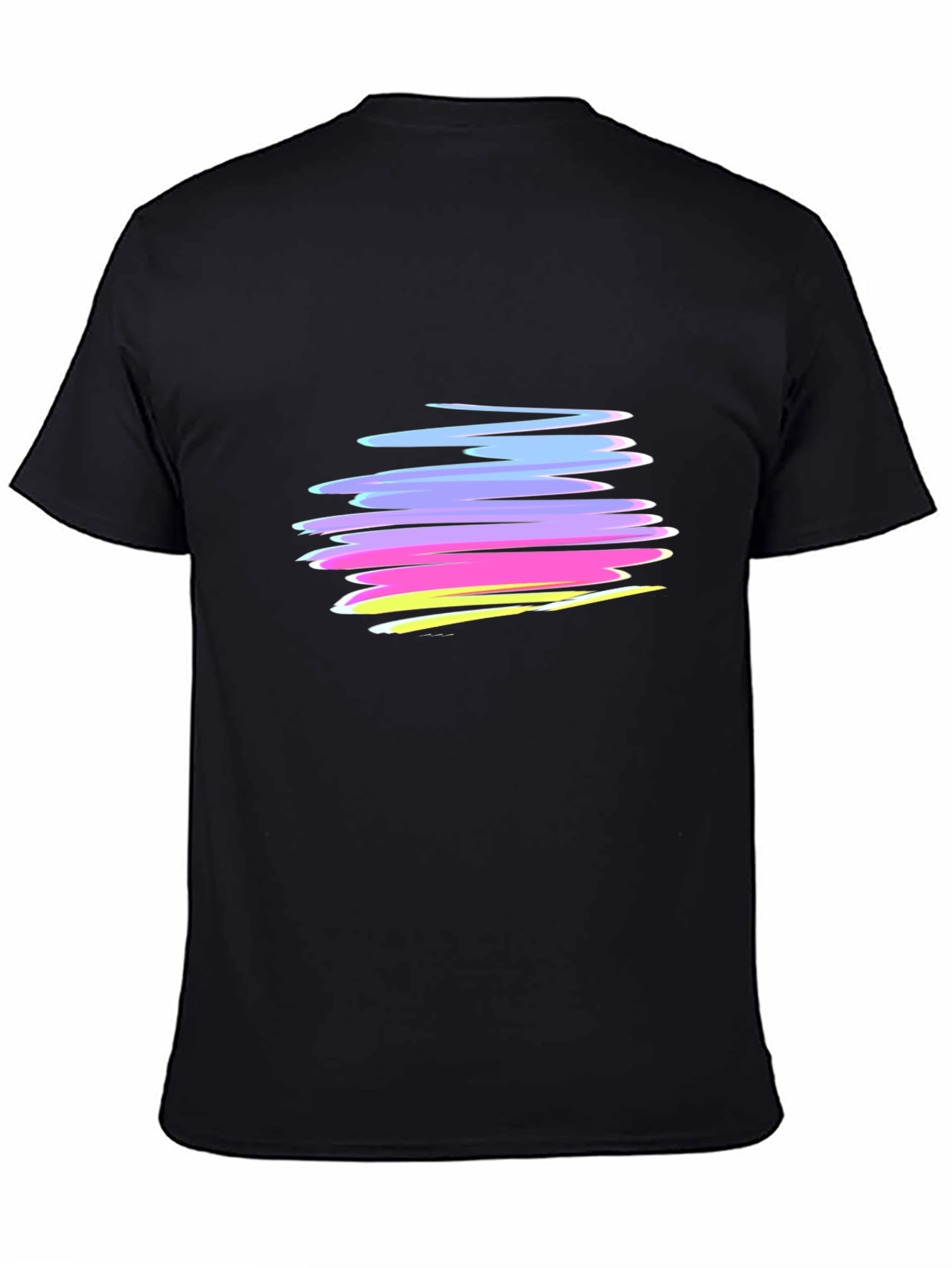Abstract Strokes Graphic Black T-Shirt
