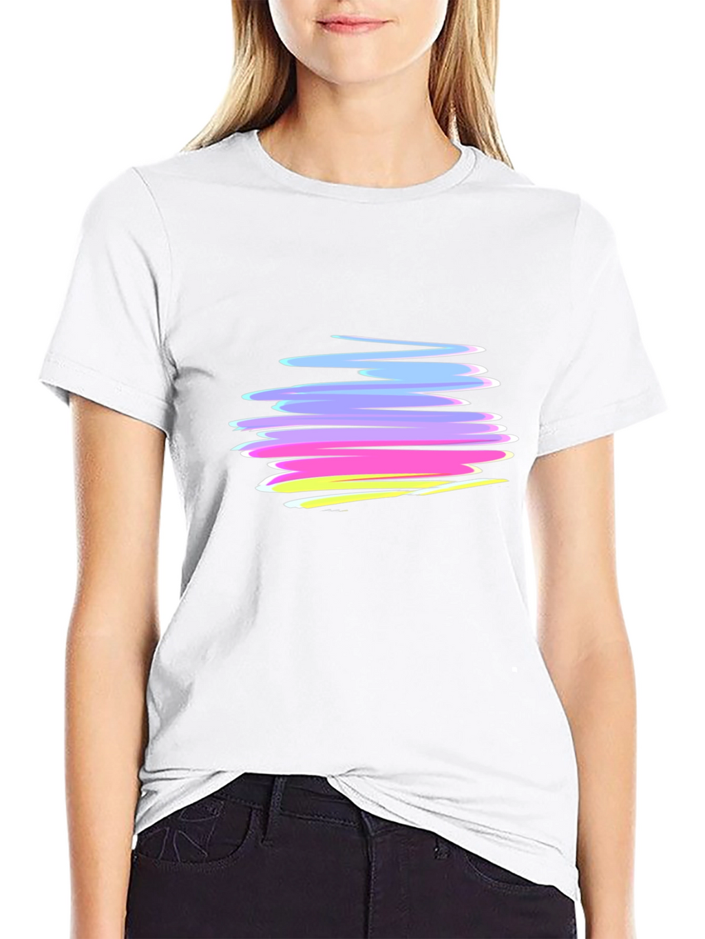 Abstract Strokes Graphic Black T-Shirt