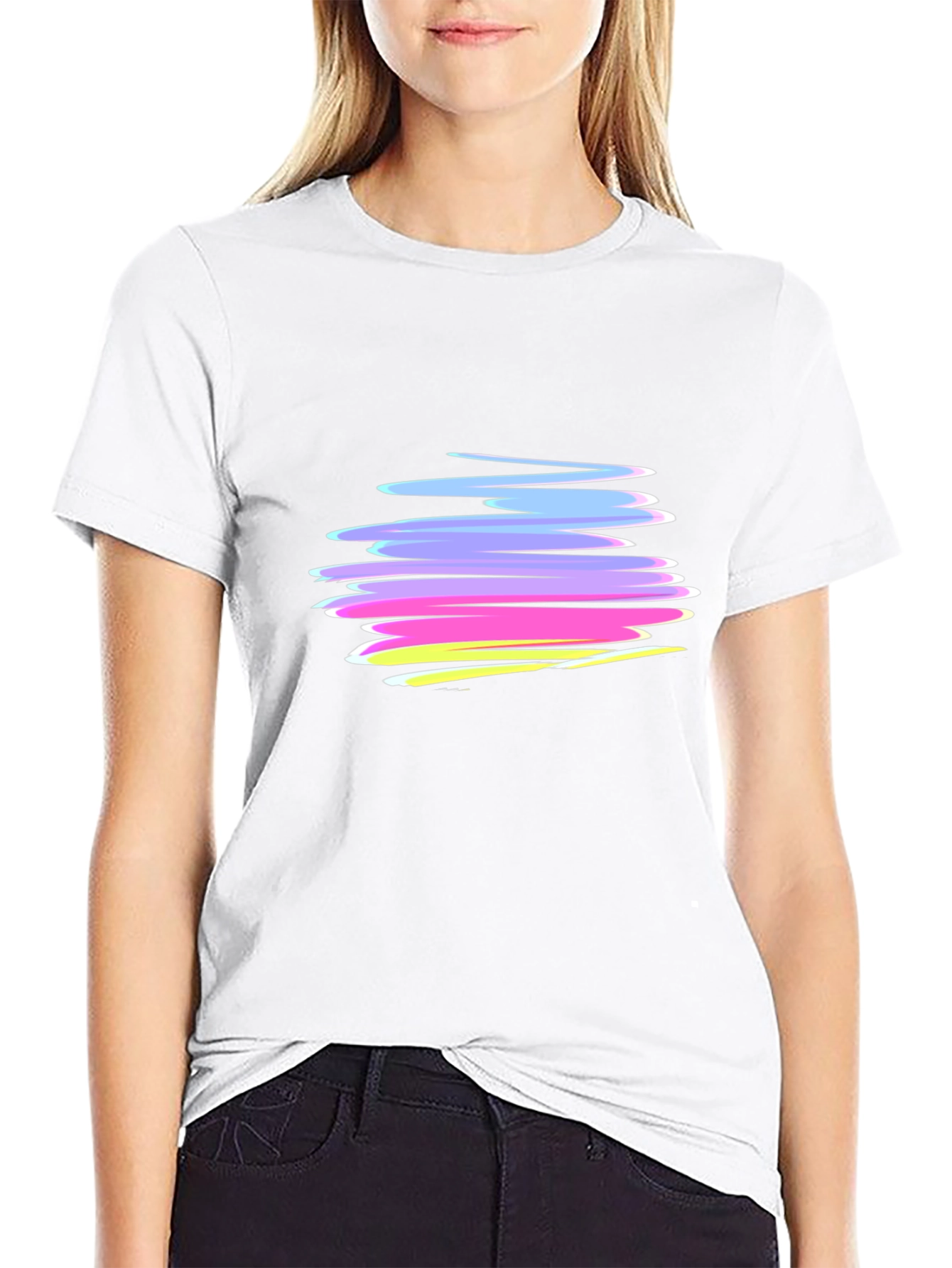 Abstract Strokes Graphic Black T-Shirt