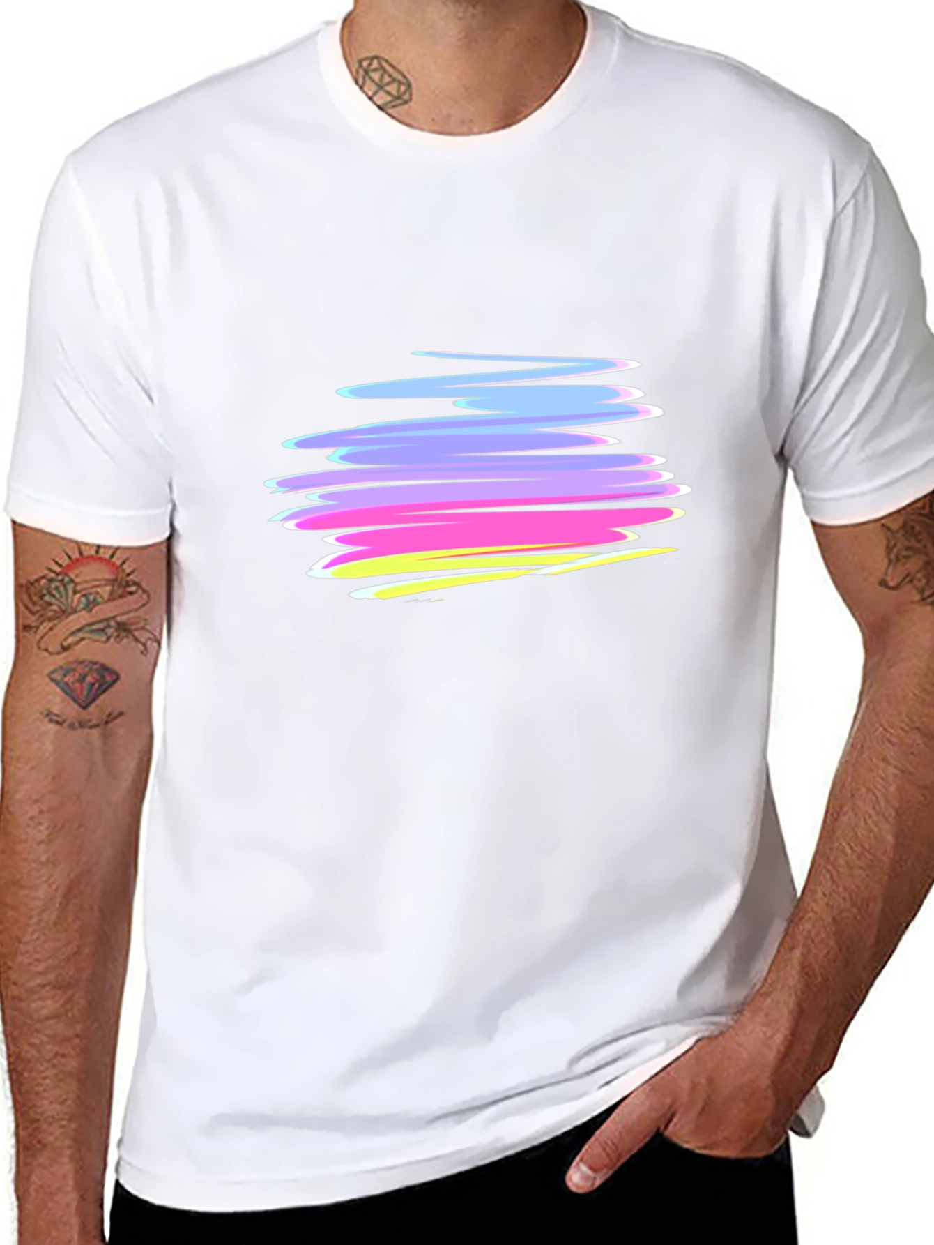 Abstract Strokes Graphic Black T-Shirt
