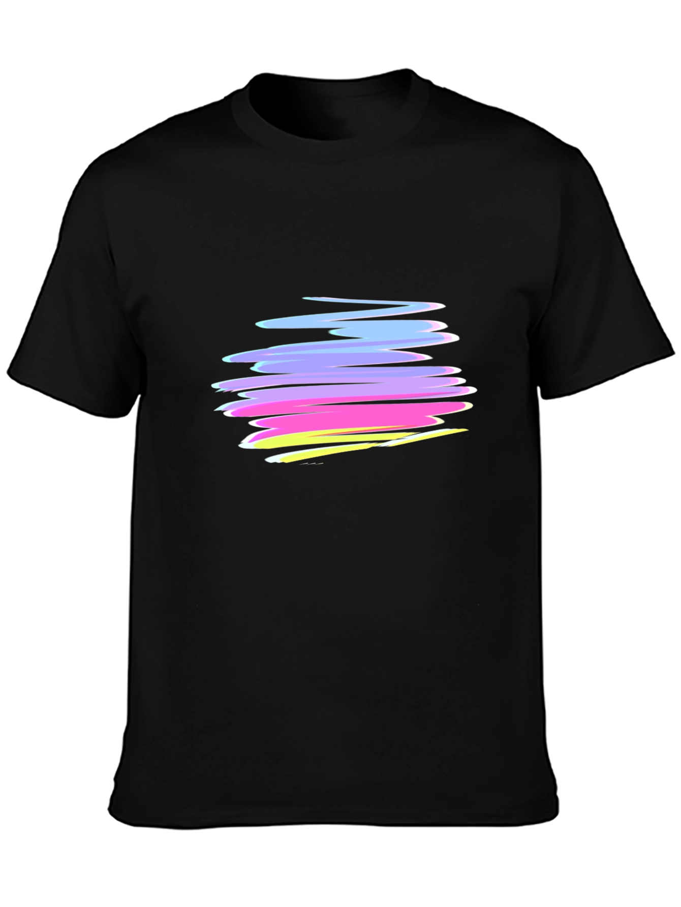 Abstract Strokes Graphic Black T-Shirt