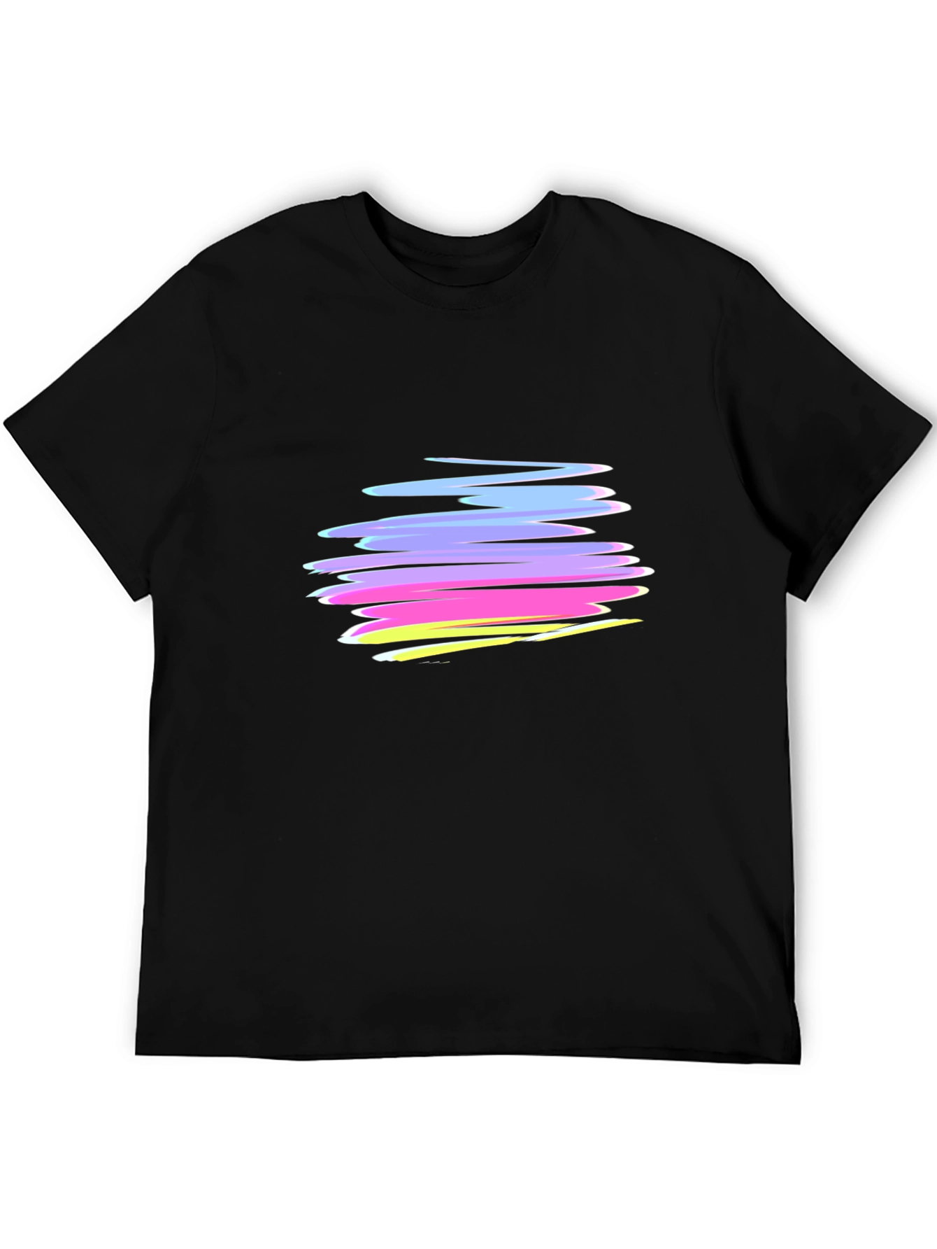 Abstract Strokes Graphic Black T-Shirt