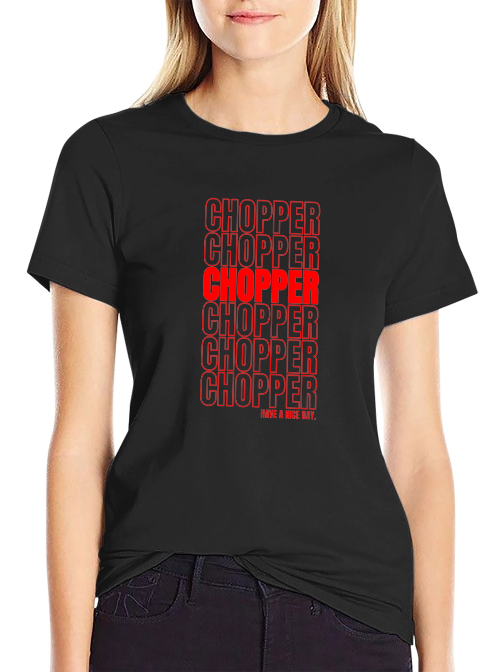 Chopper Text Graphic Print Tee - Black
