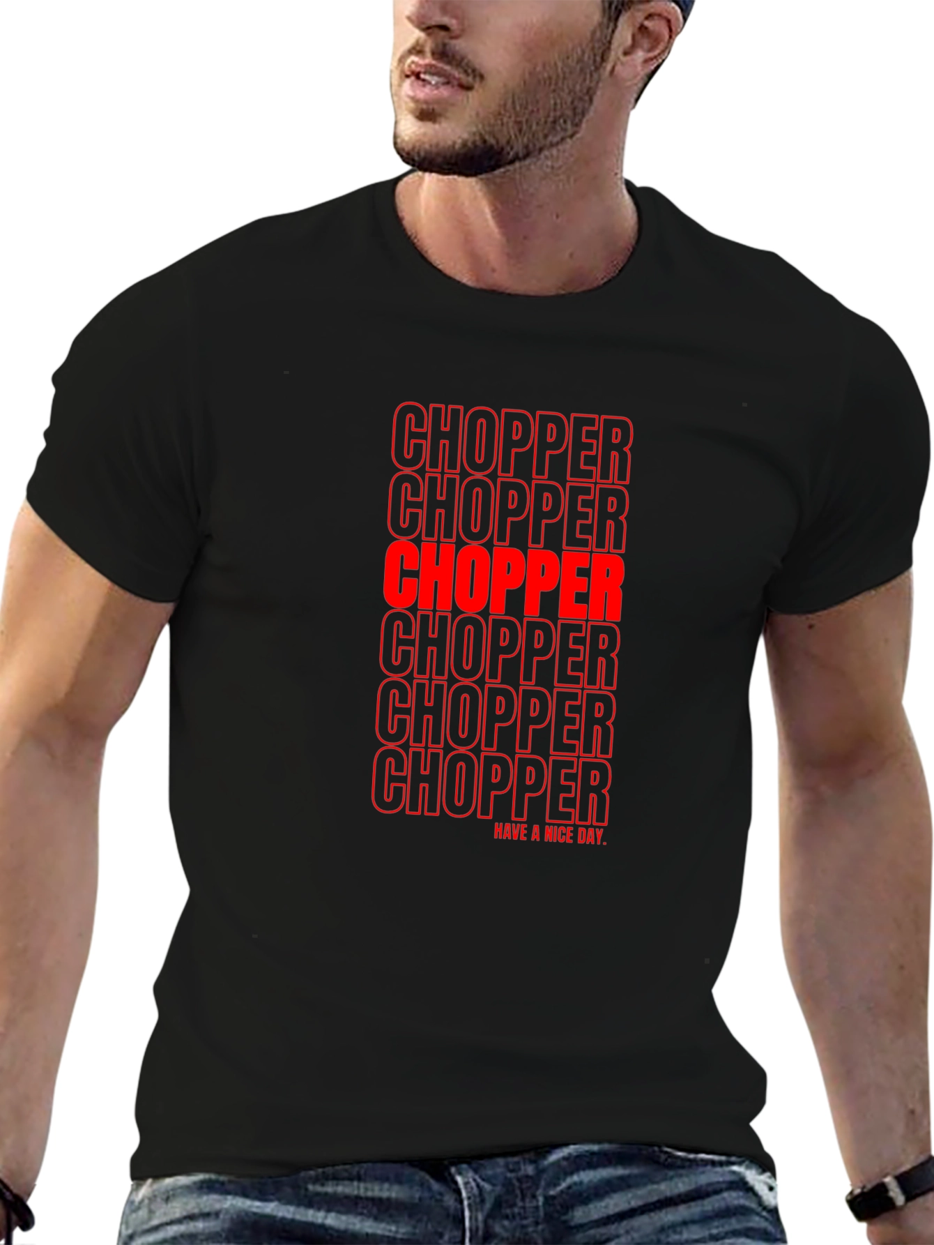 Chopper Text Graphic Print Tee - Black