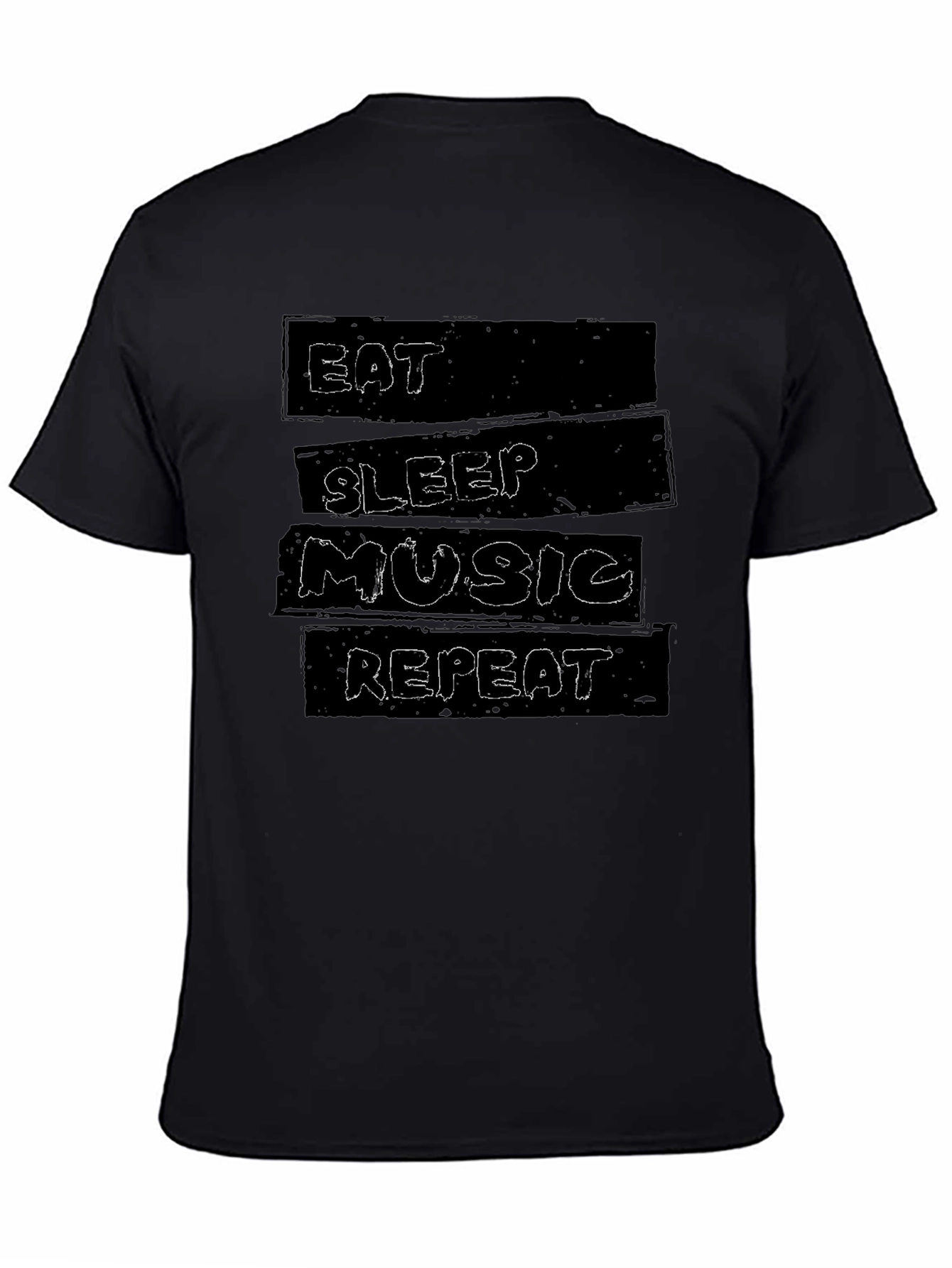 Eat Sleep Music Repeat Mens Black Graphic Tee