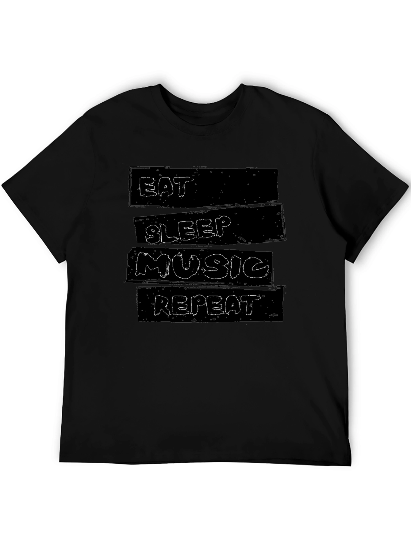 Eat Sleep Music Repeat Mens Black Graphic Tee