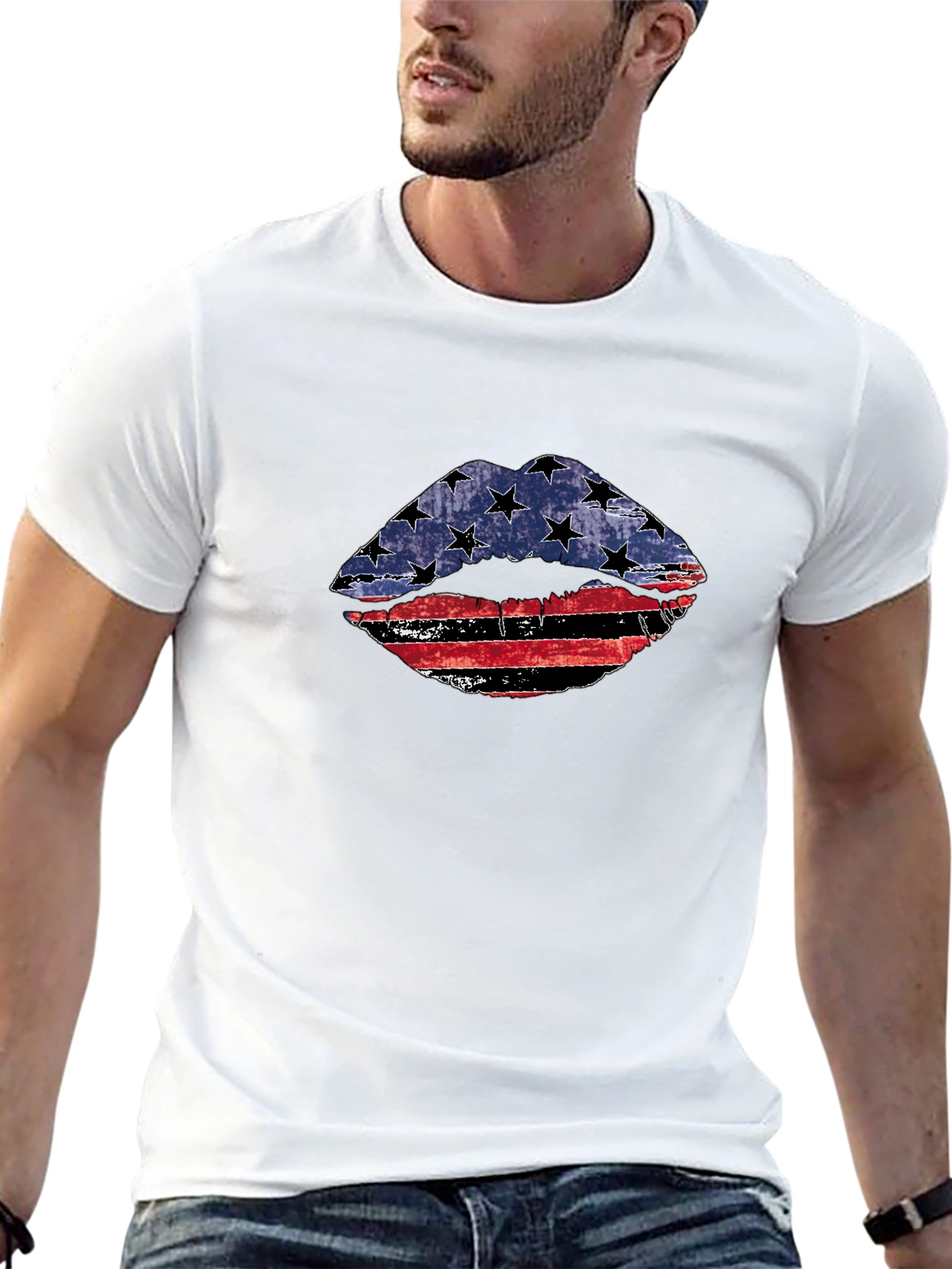 American Flag Lips Graphic Tee - Patriotic Pride!