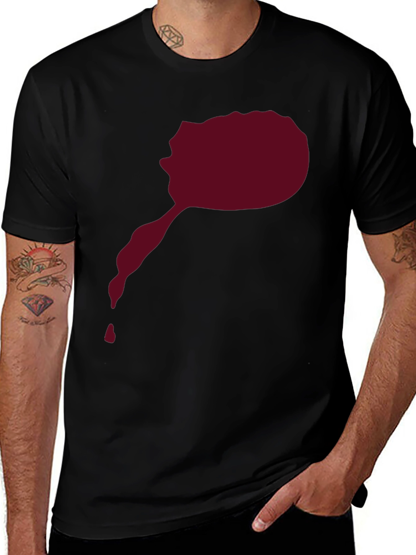 Maroon Splatter Graphic Tee - Mens Black T-Shirt