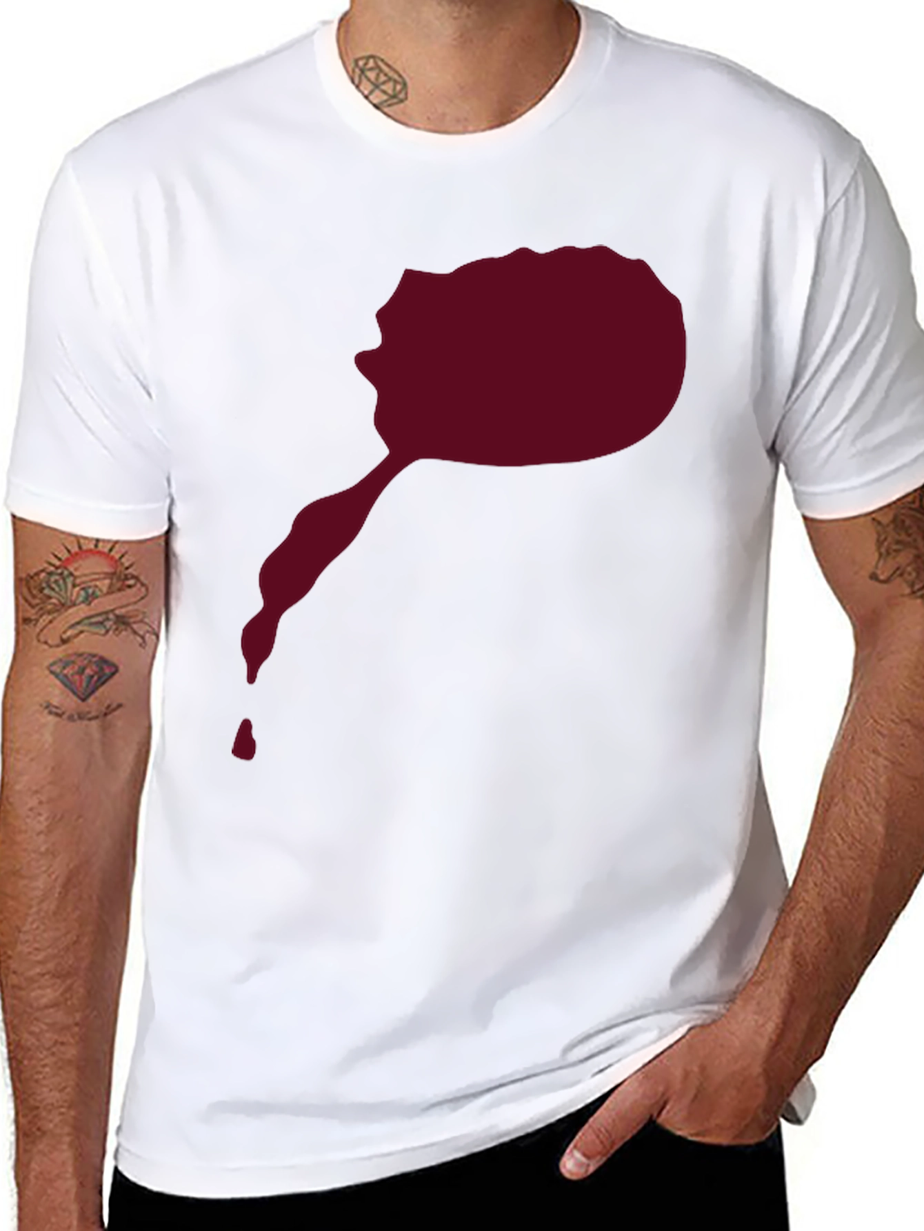 Maroon Splatter Graphic Tee - Mens Black T-Shirt