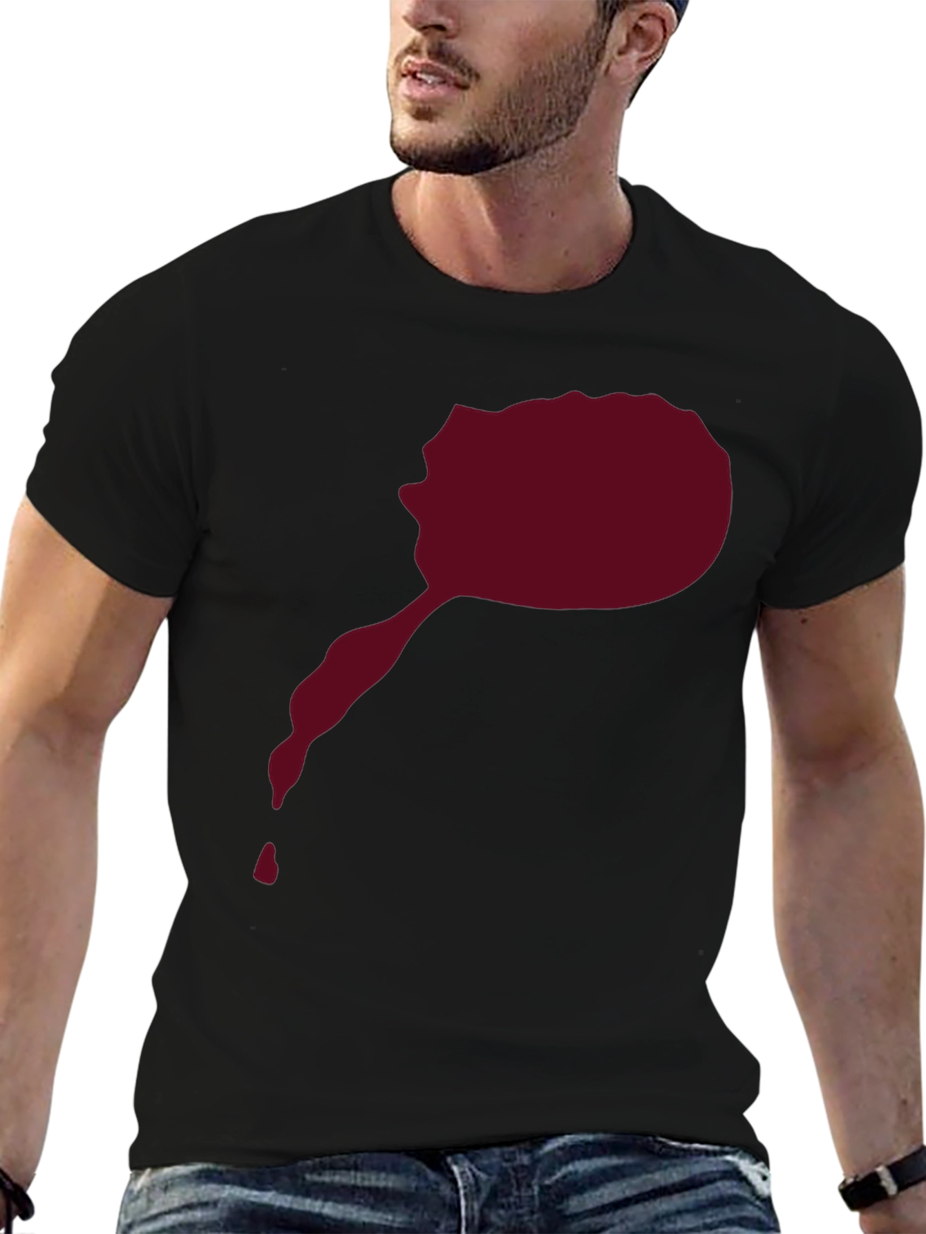 Maroon Splatter Graphic Tee - Mens Black T-Shirt
