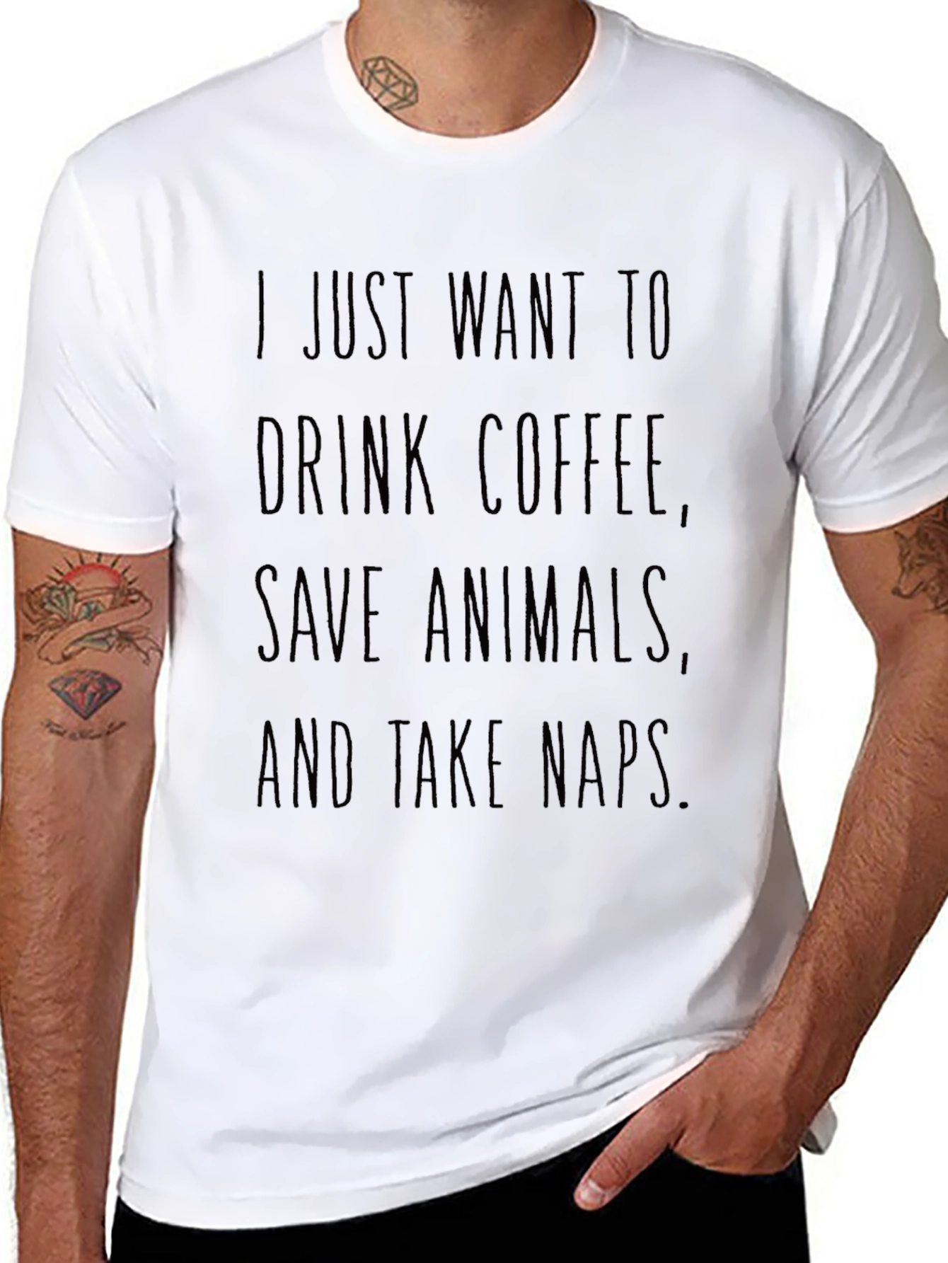Drink Coffee Save Animals Take Naps Graphic Tee
