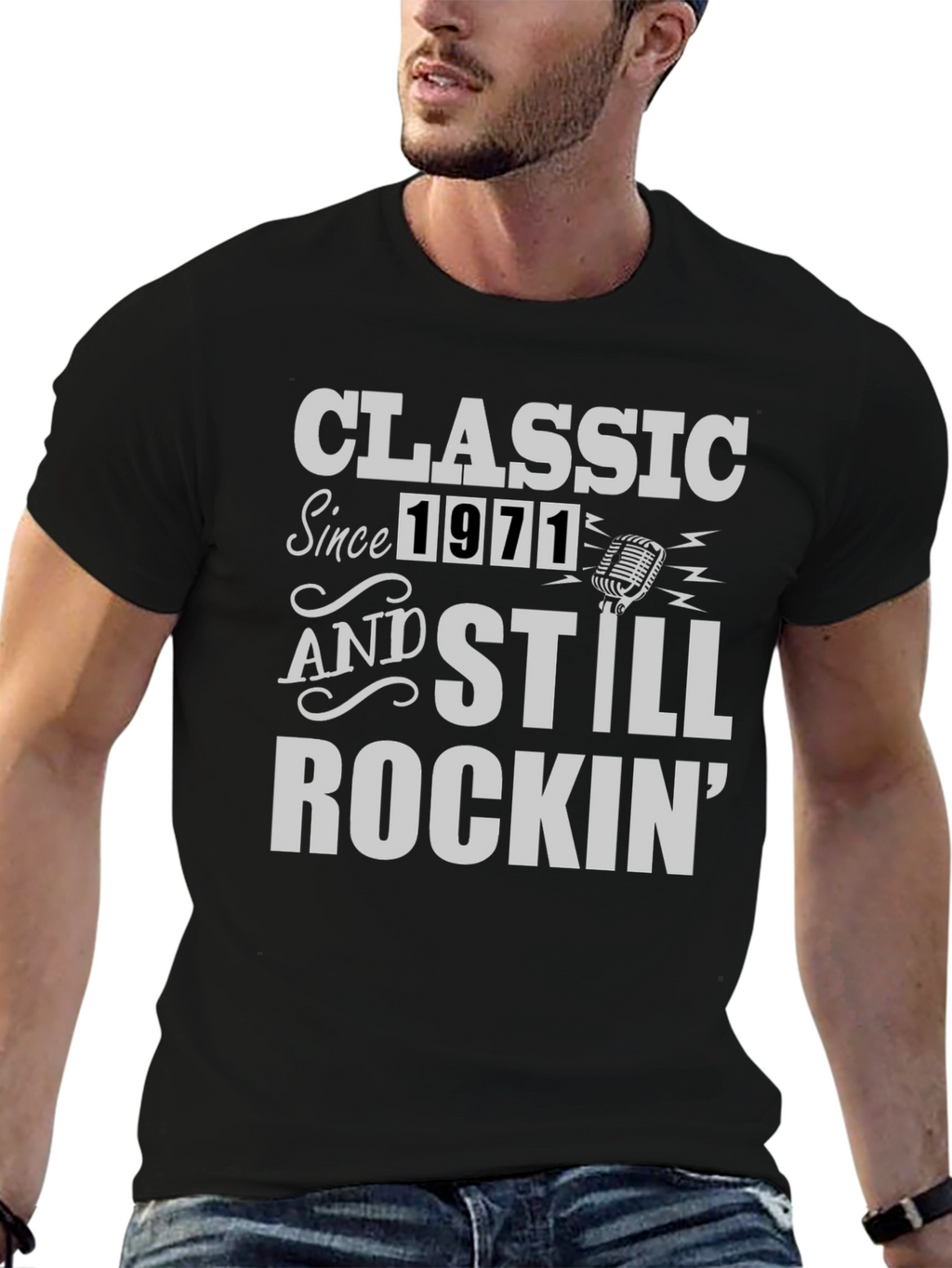 Classic Since 1971 Rockin Black T-Shirt