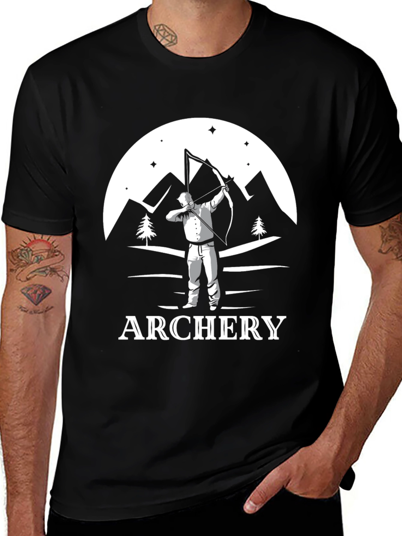 Archery Graphic T-Shirt - Mountains & Archer Design