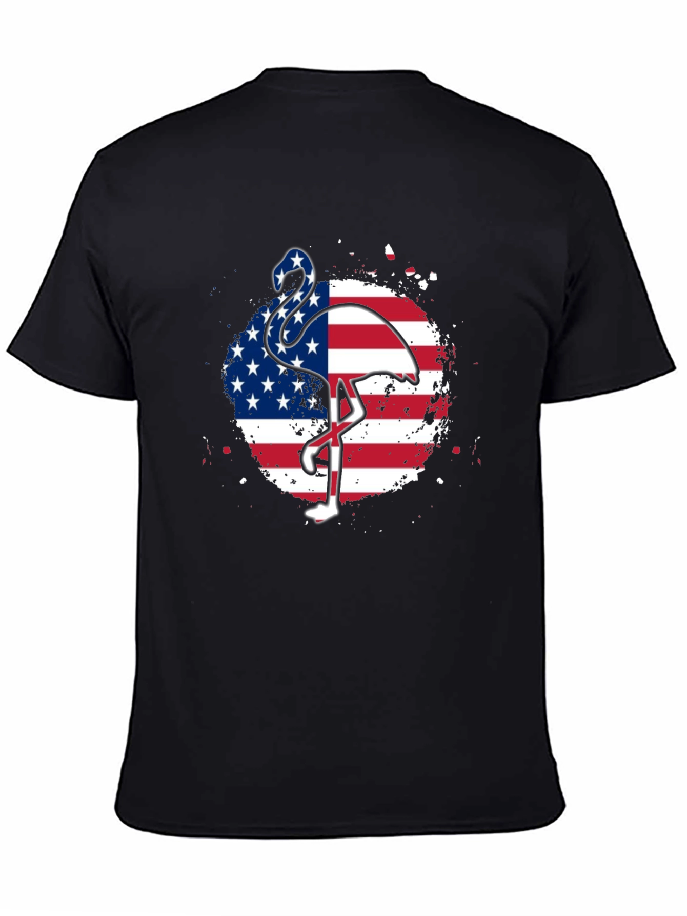 American Flag Flamingo Graphic Tee - Patriotic Style