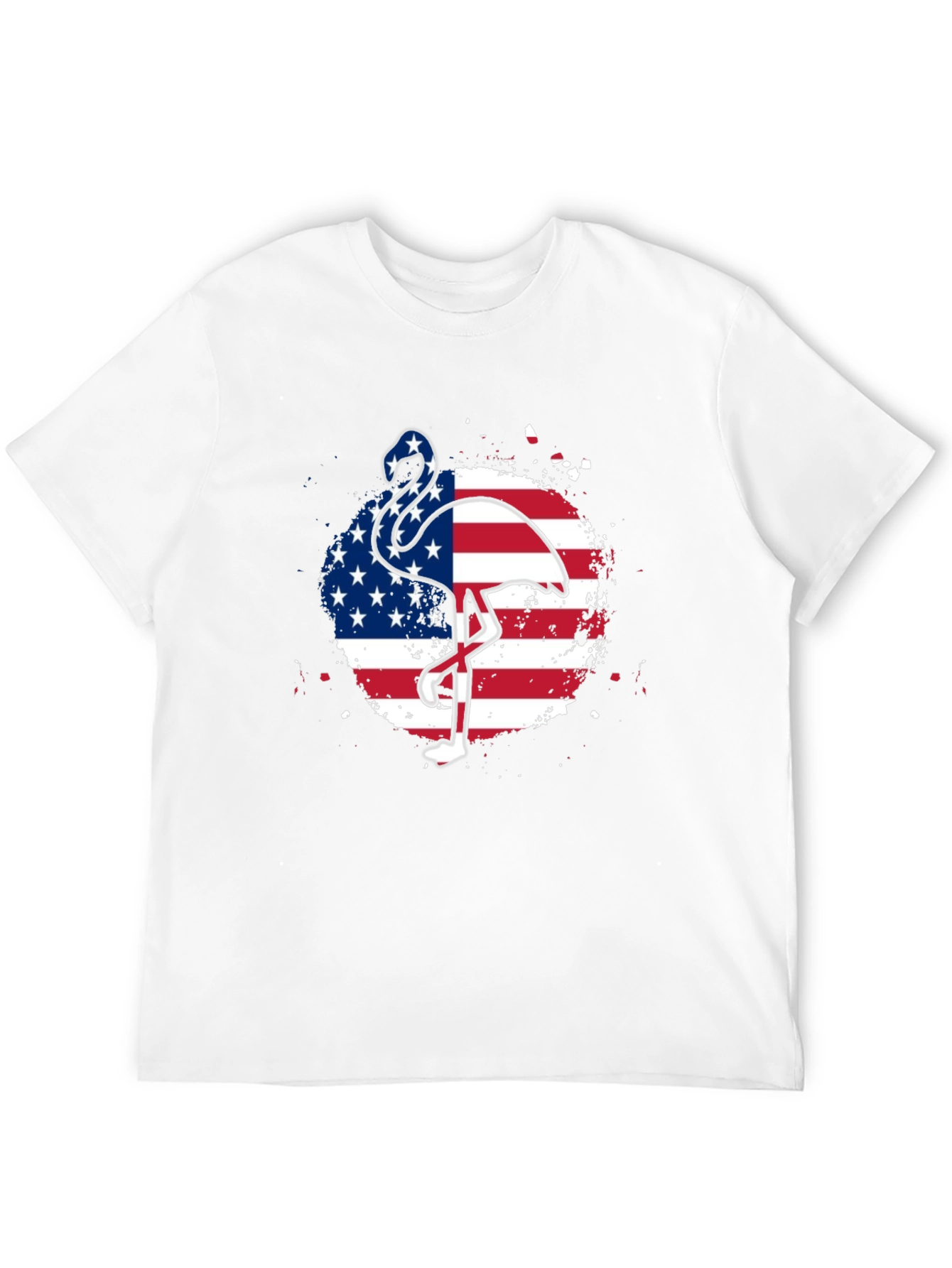 American Flag Flamingo Graphic Tee - Patriotic Style
