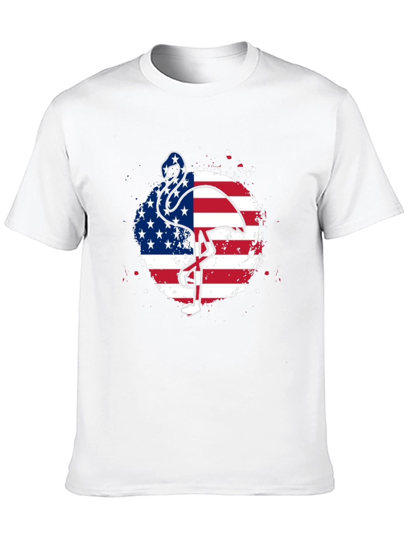 American Flag Flamingo Graphic Tee - Patriotic Style
