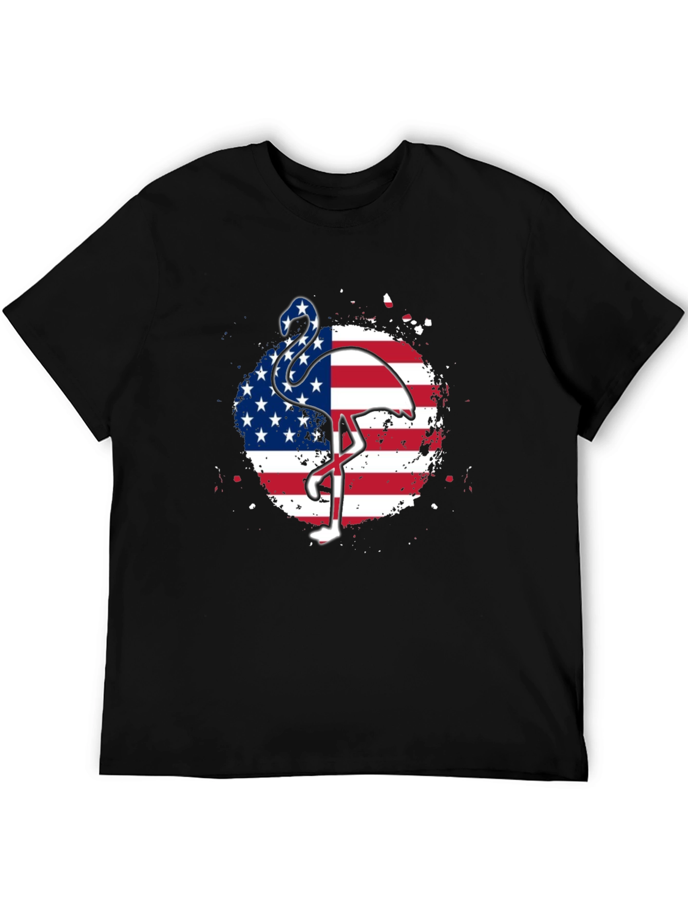 American Flag Flamingo Graphic Tee - Patriotic Style