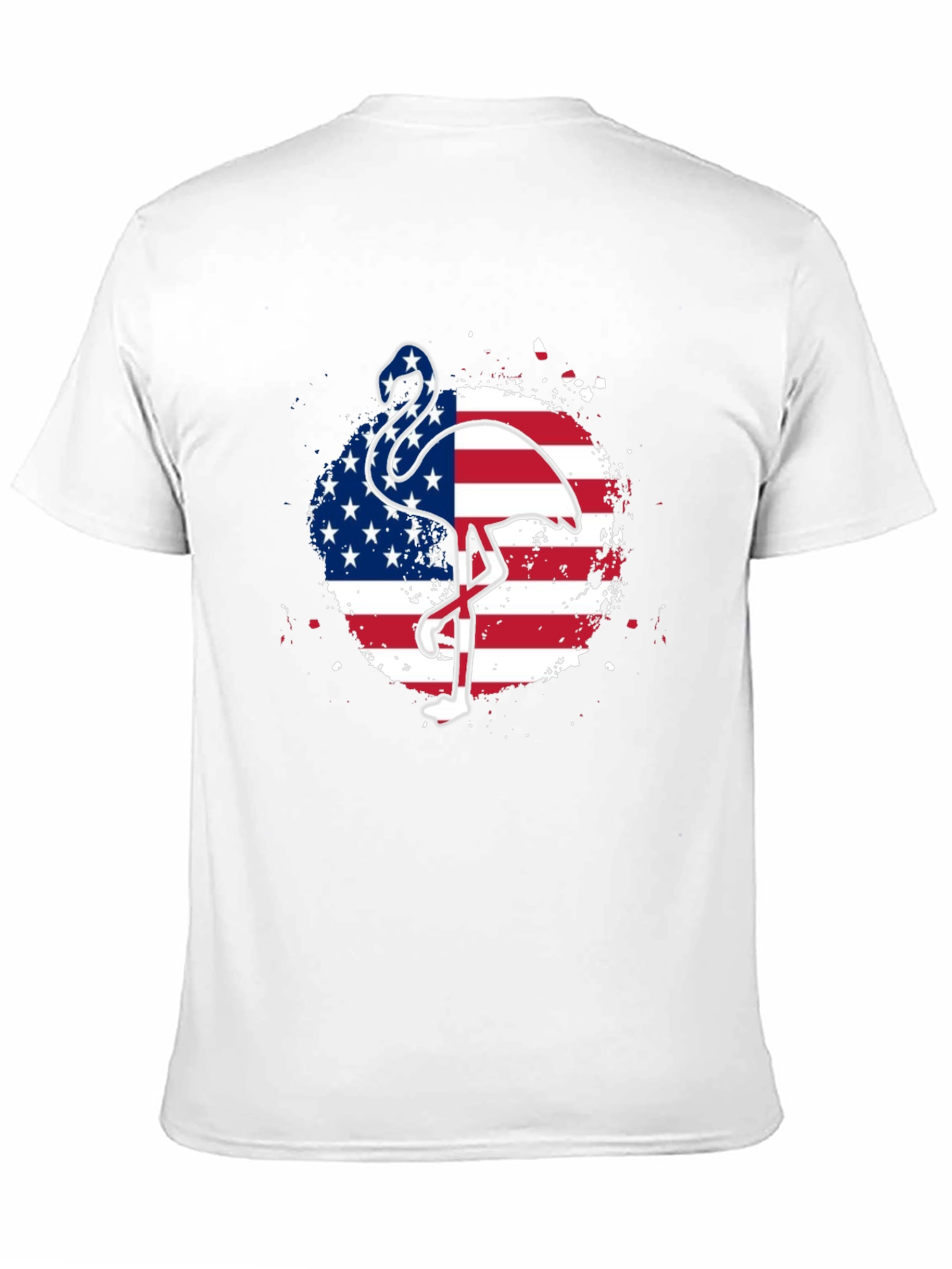American Flag Flamingo Graphic Tee - Patriotic Style