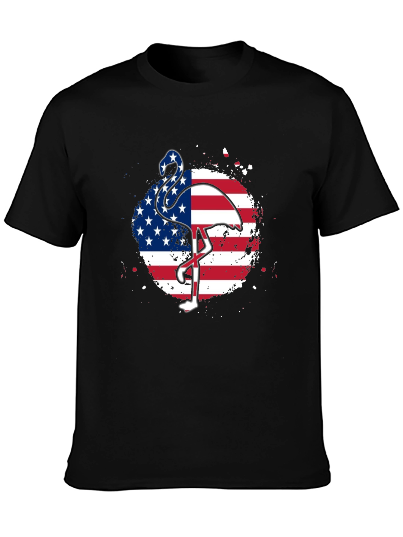 American Flag Flamingo Graphic Tee - Patriotic Style