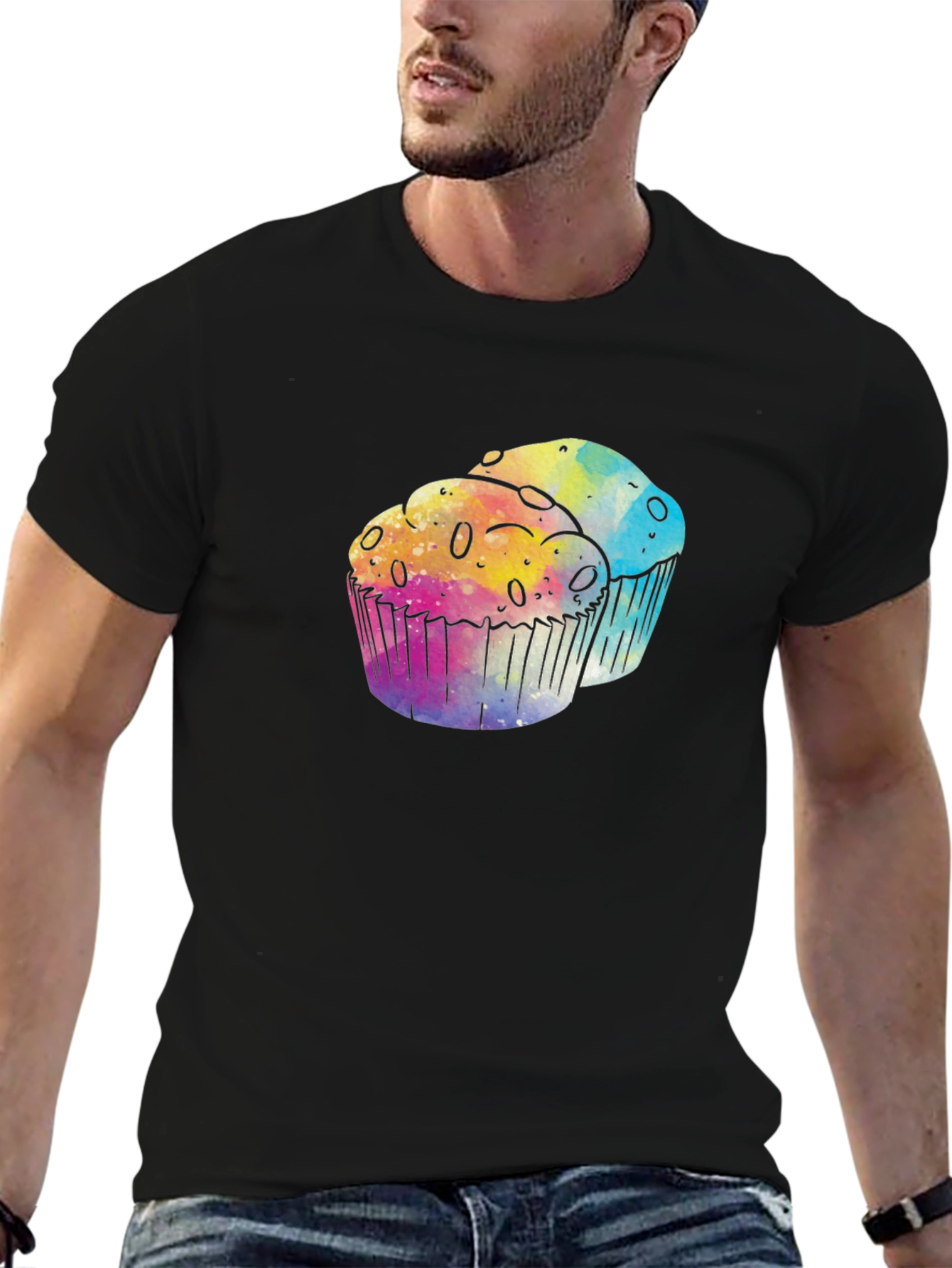 Watercolor Cupcake Graphic Tee - Fun & Stylish!