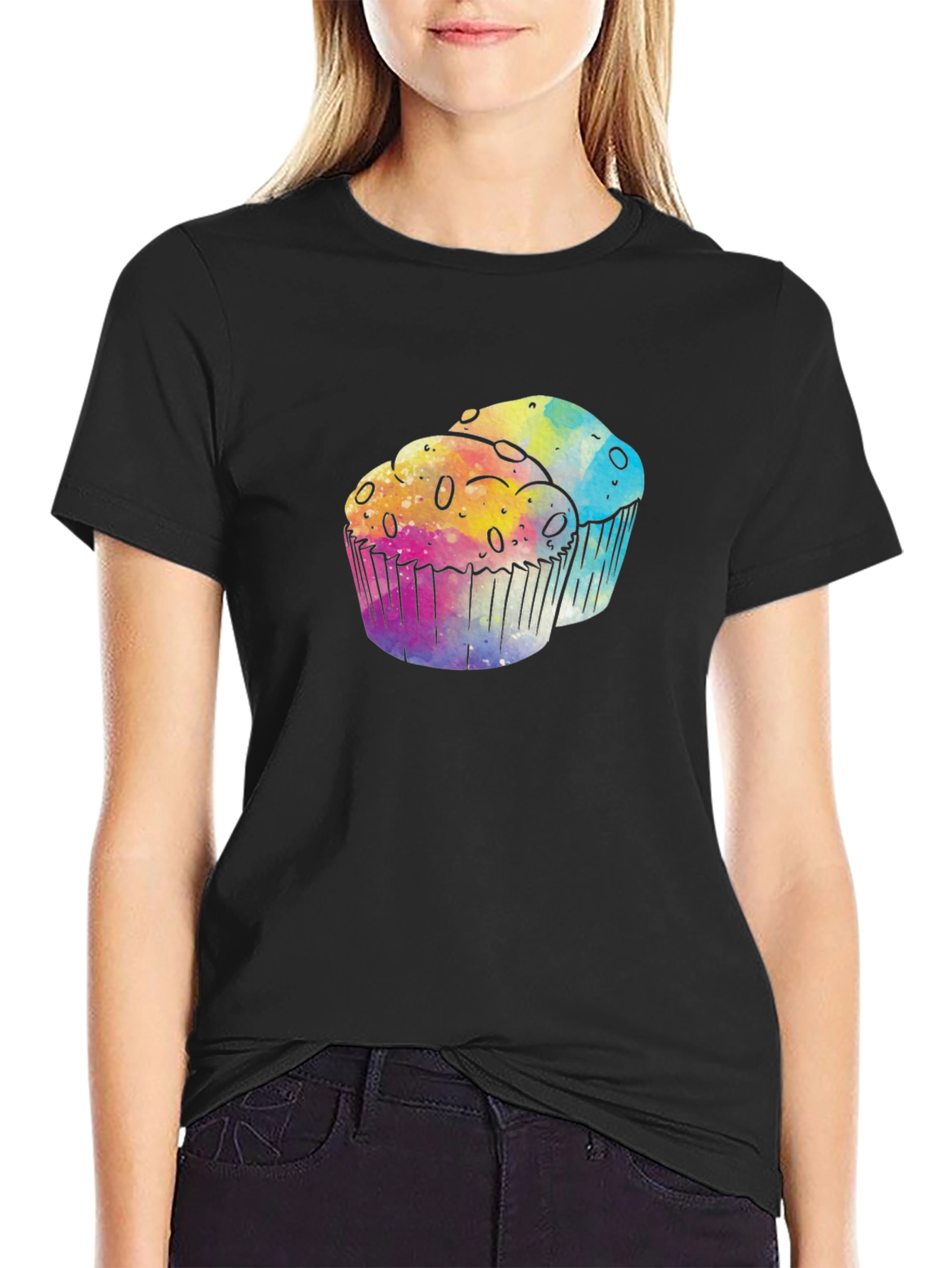 Watercolor Cupcake Graphic Tee - Fun & Stylish!