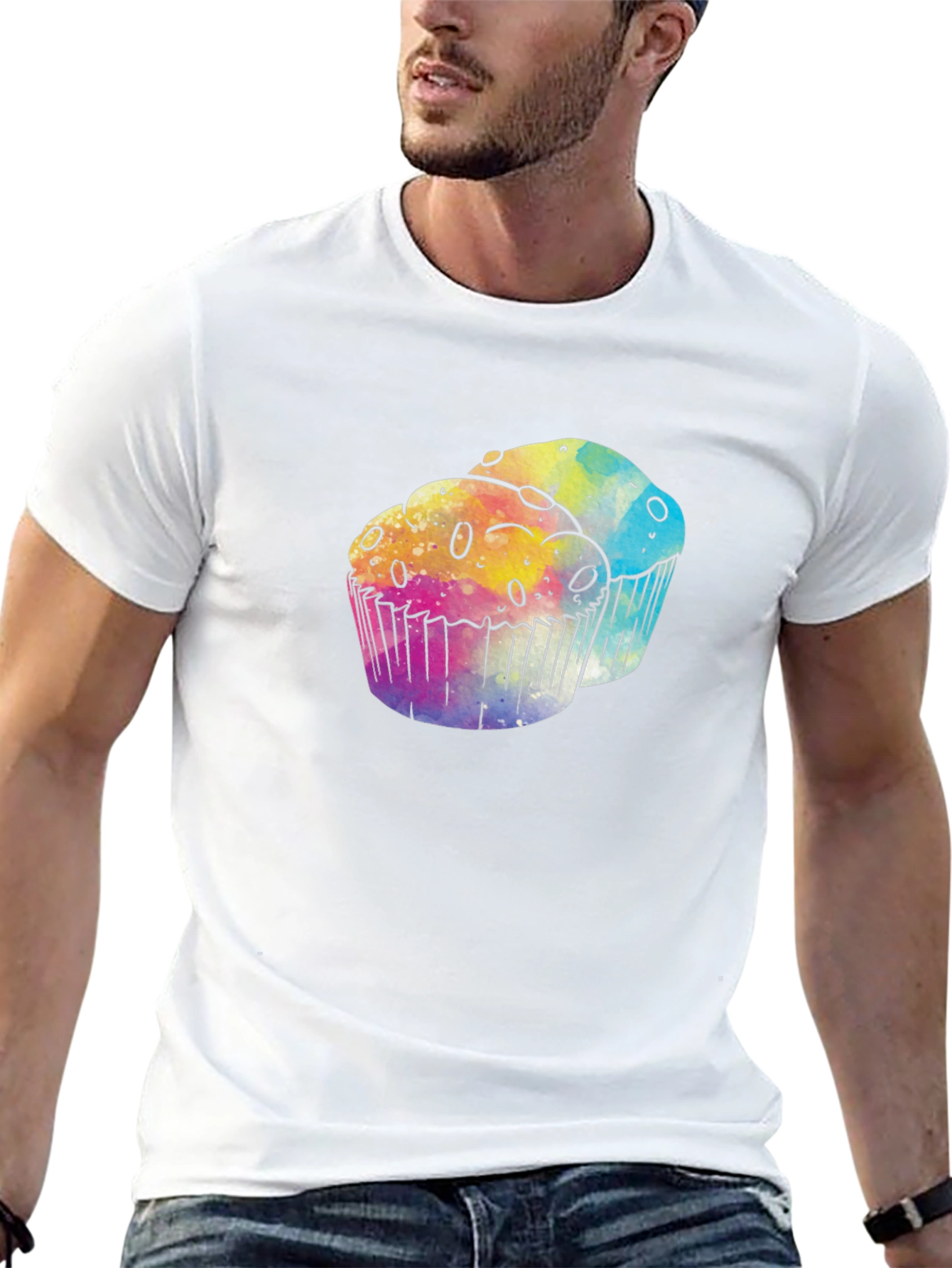 Watercolor Cupcake Graphic Tee - Fun & Stylish!