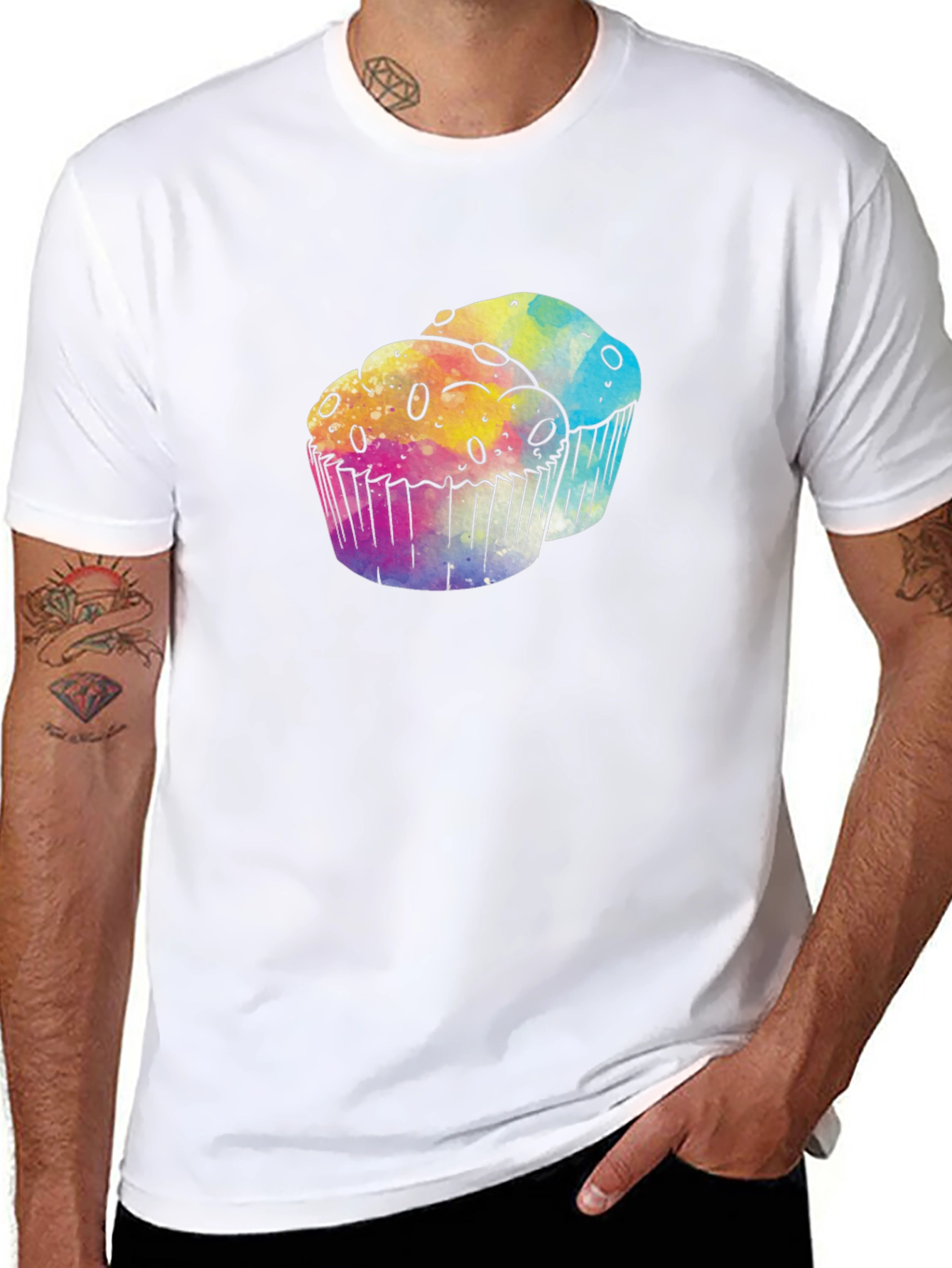 Watercolor Cupcake Graphic Tee - Fun & Stylish!