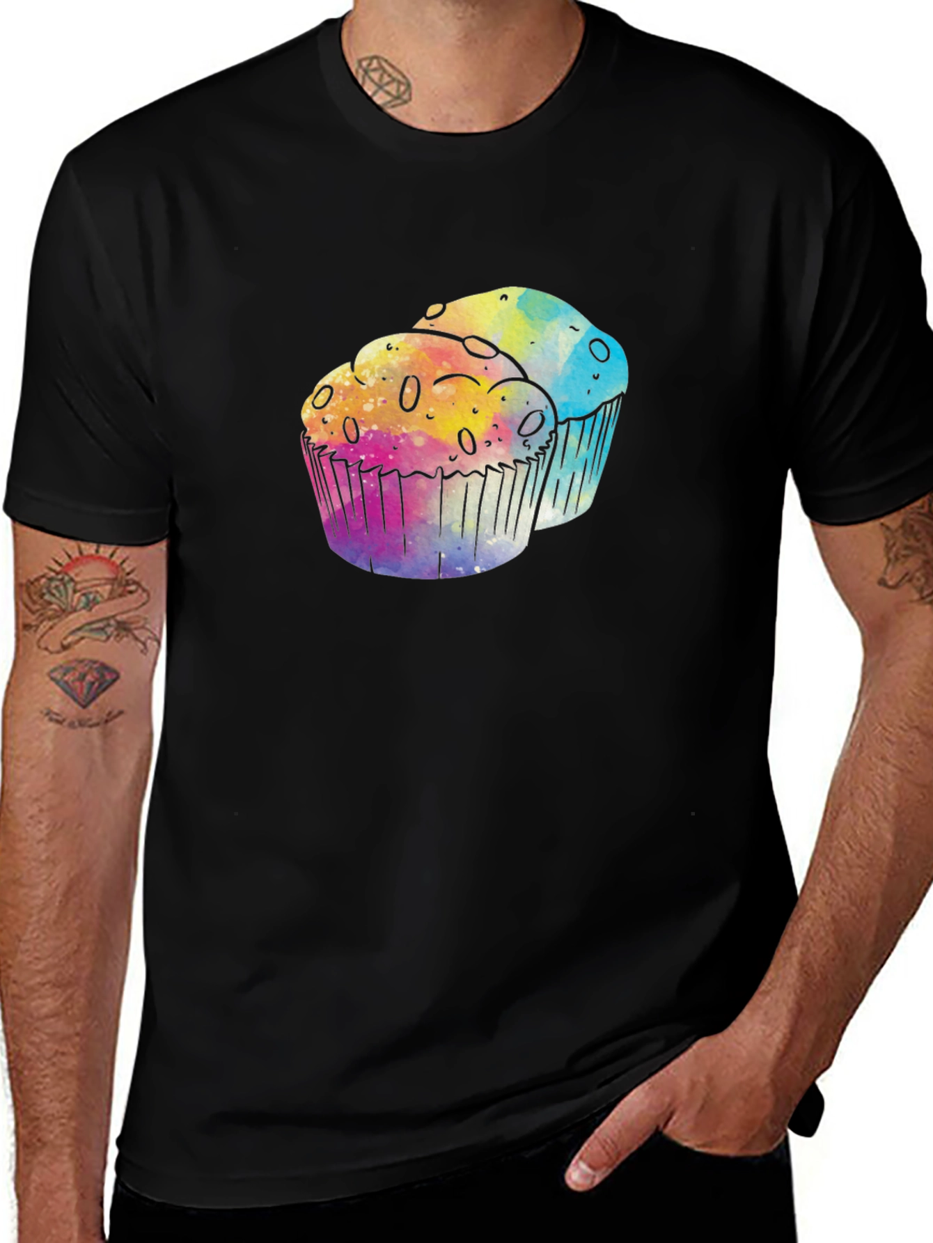 Watercolor Cupcake Graphic Tee - Fun & Stylish!