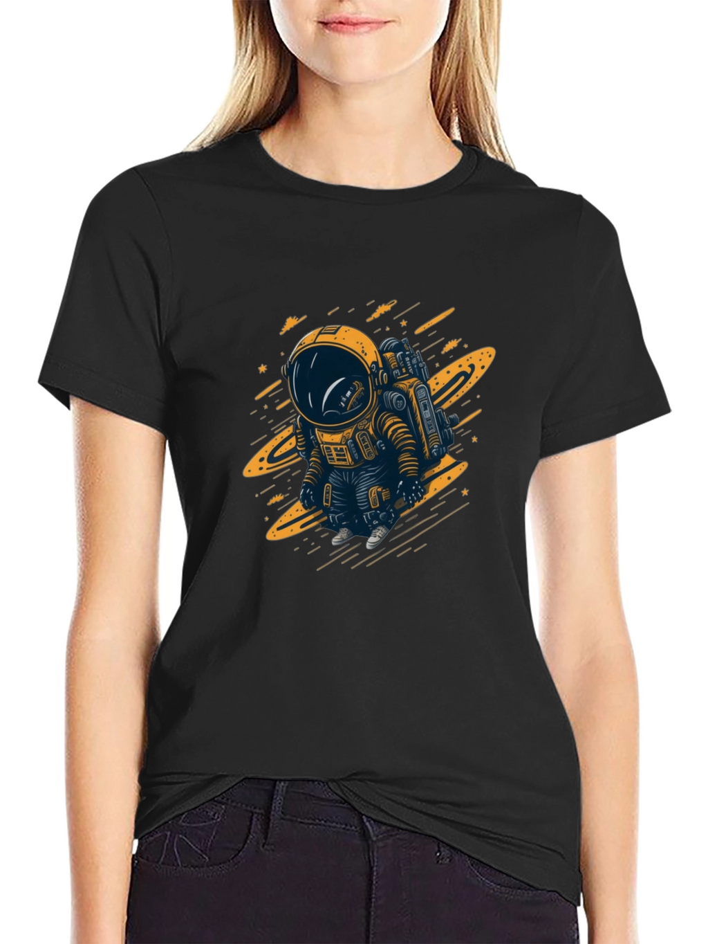 Astronaut Graphic T-Shirt - Black Cotton Tee