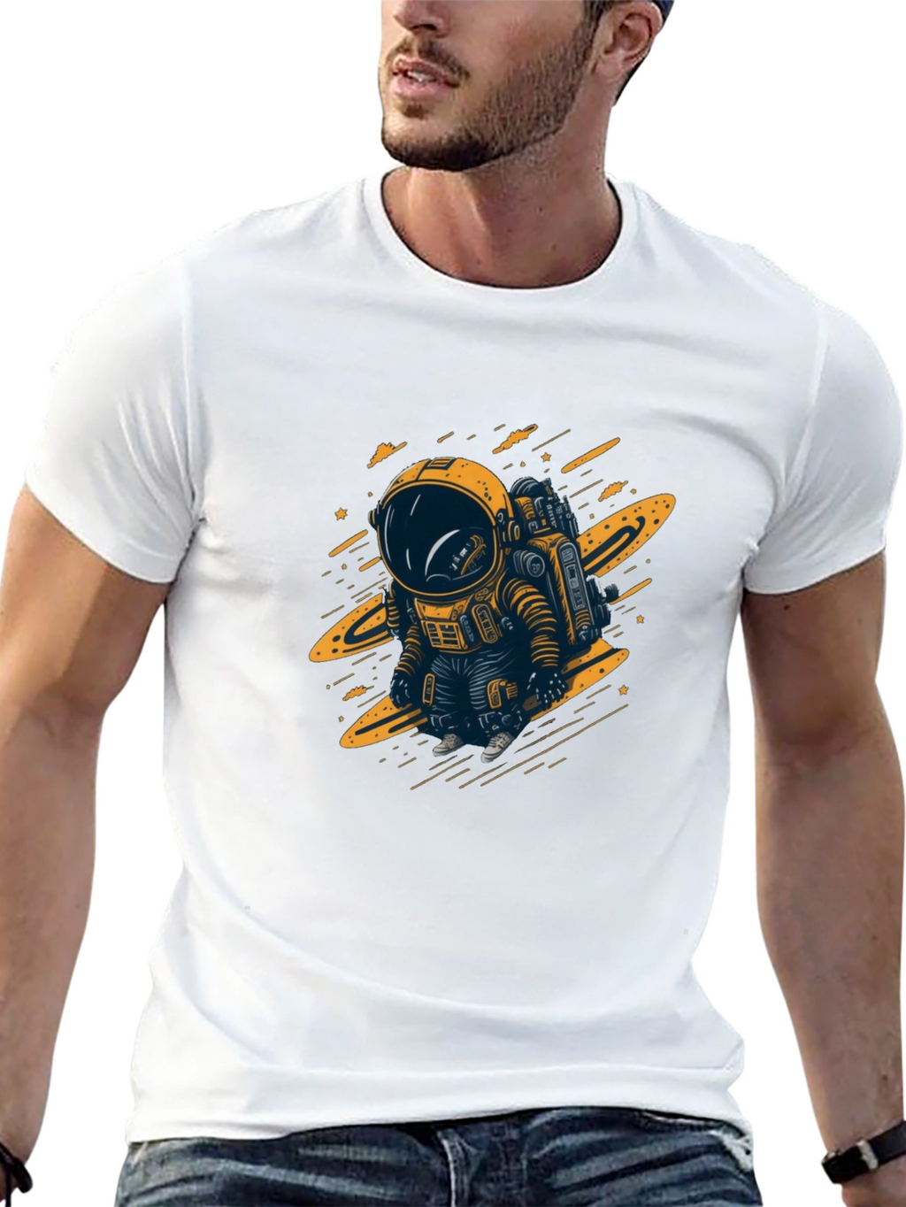 Astronaut Graphic T-Shirt - Black Cotton Tee
